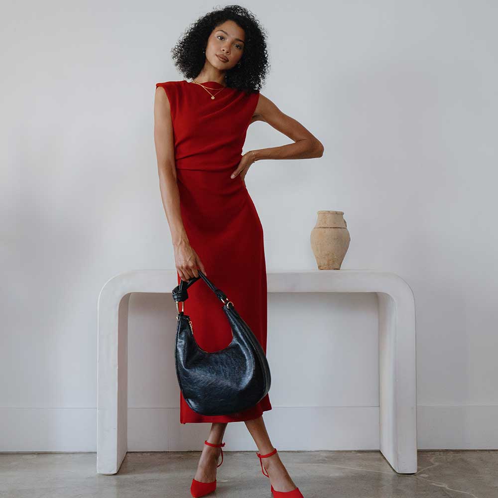 Lilie Black Recycled Vegan Shoulder Bag