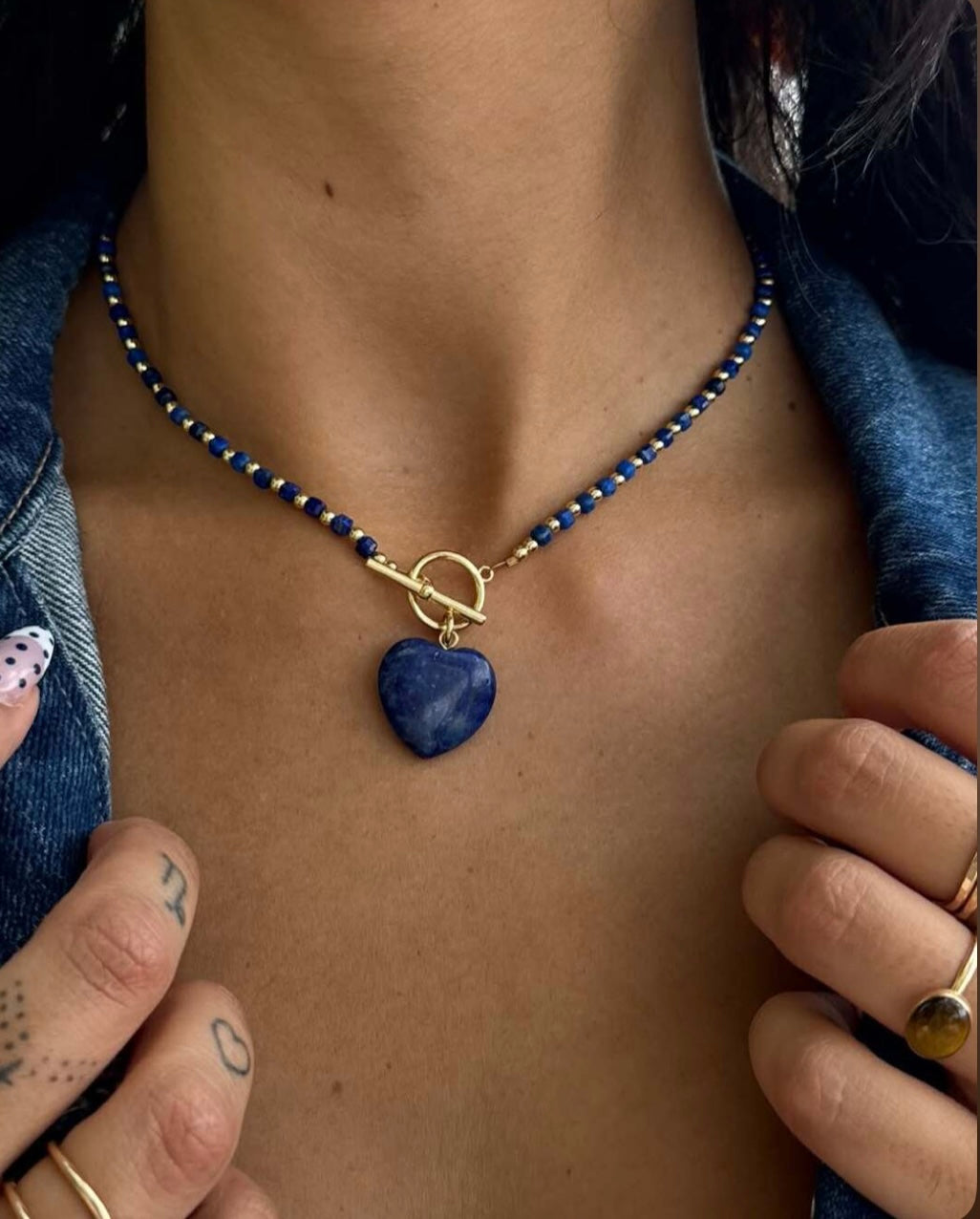 Natural Lapis Lazuli Toggle Necklace