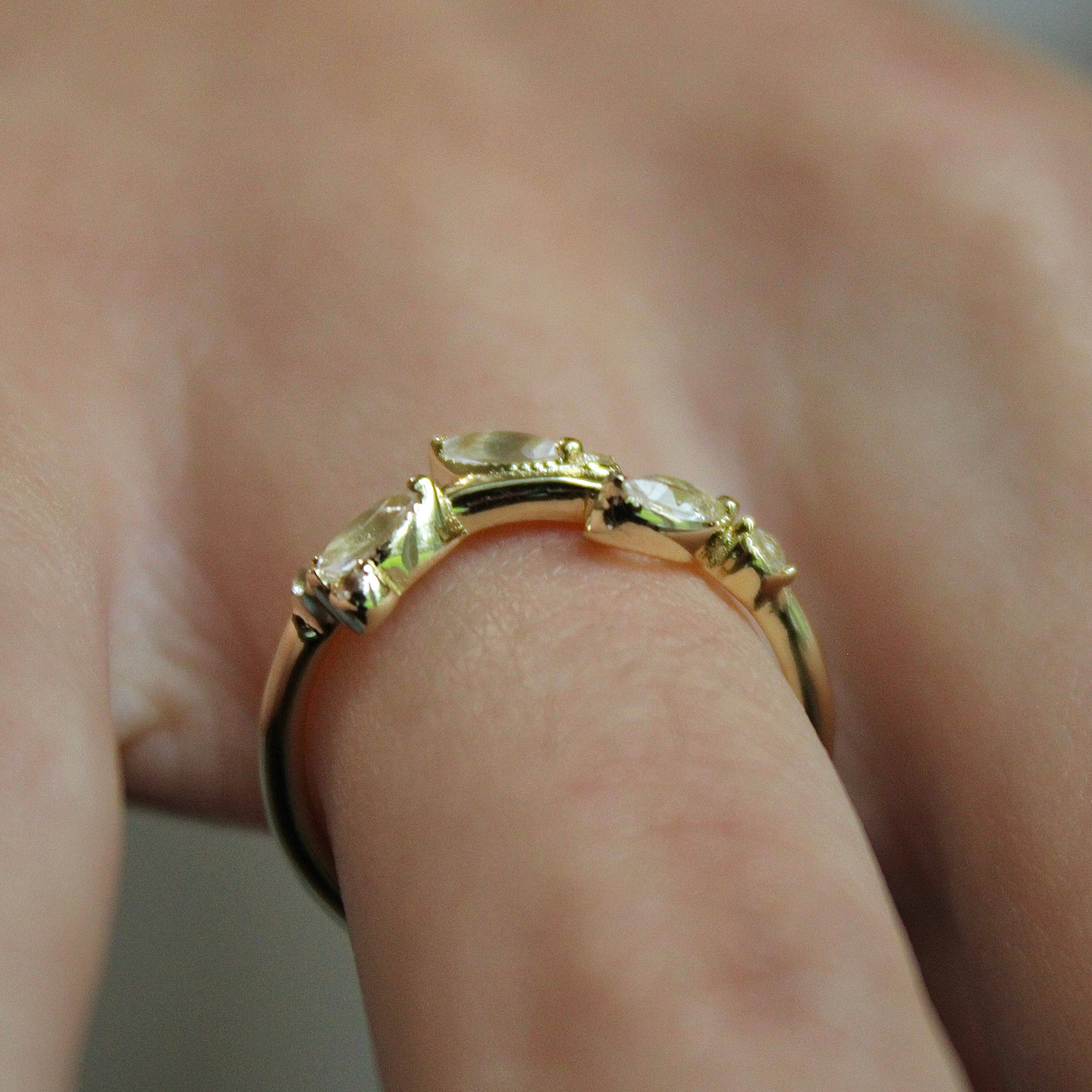 White Topaz Laurel Vine Ring