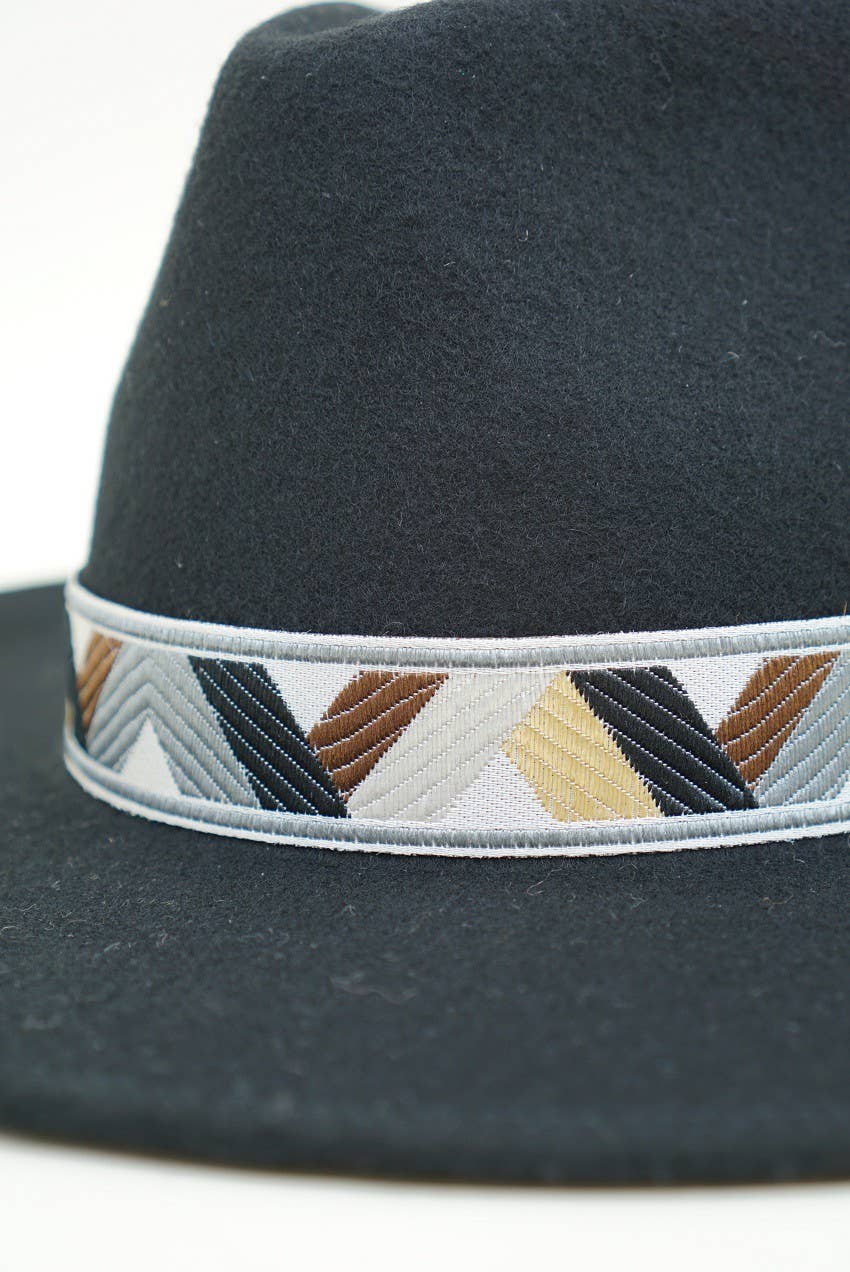 Banded Travel Friendly, Packable 100% Wool Felt Rancher, Adjustable, Black