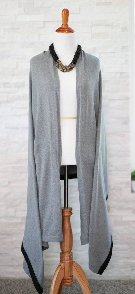 All Season Scarf in Cotton Knit -Dark Gray