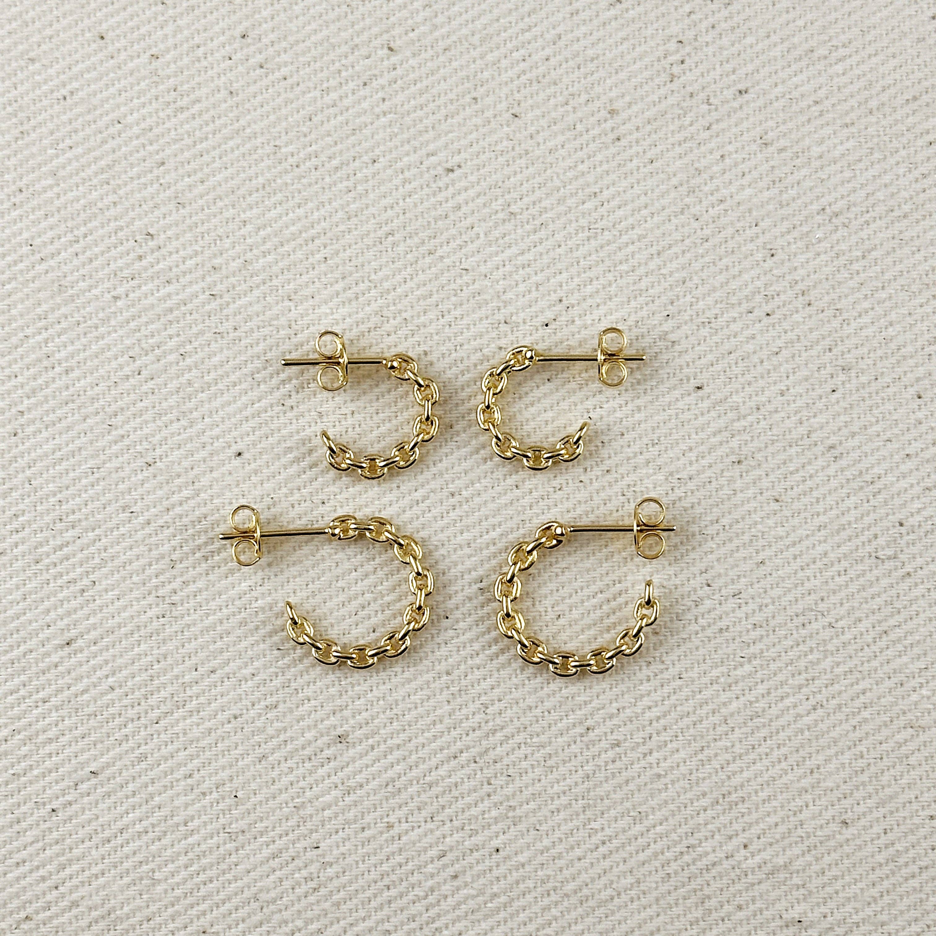 18k Gold Filled Crafted Chain C-Hoop Earrings