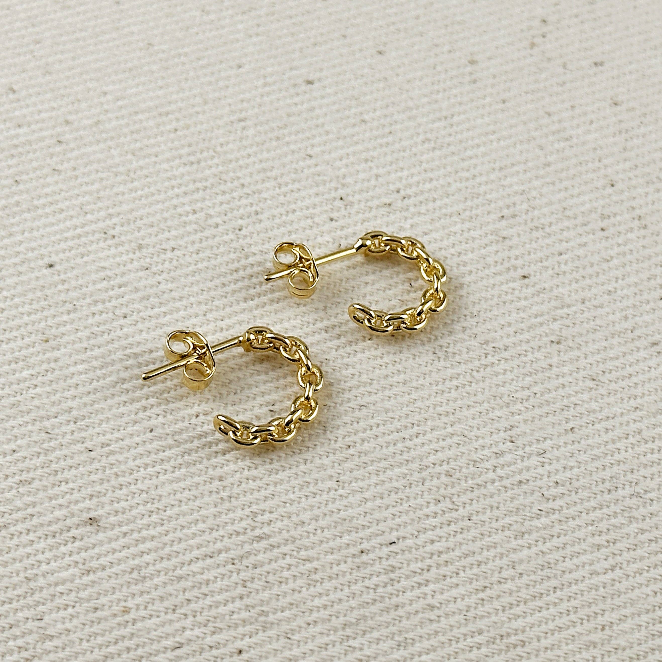 18k Gold Filled Crafted Chain C-Hoop Earrings
