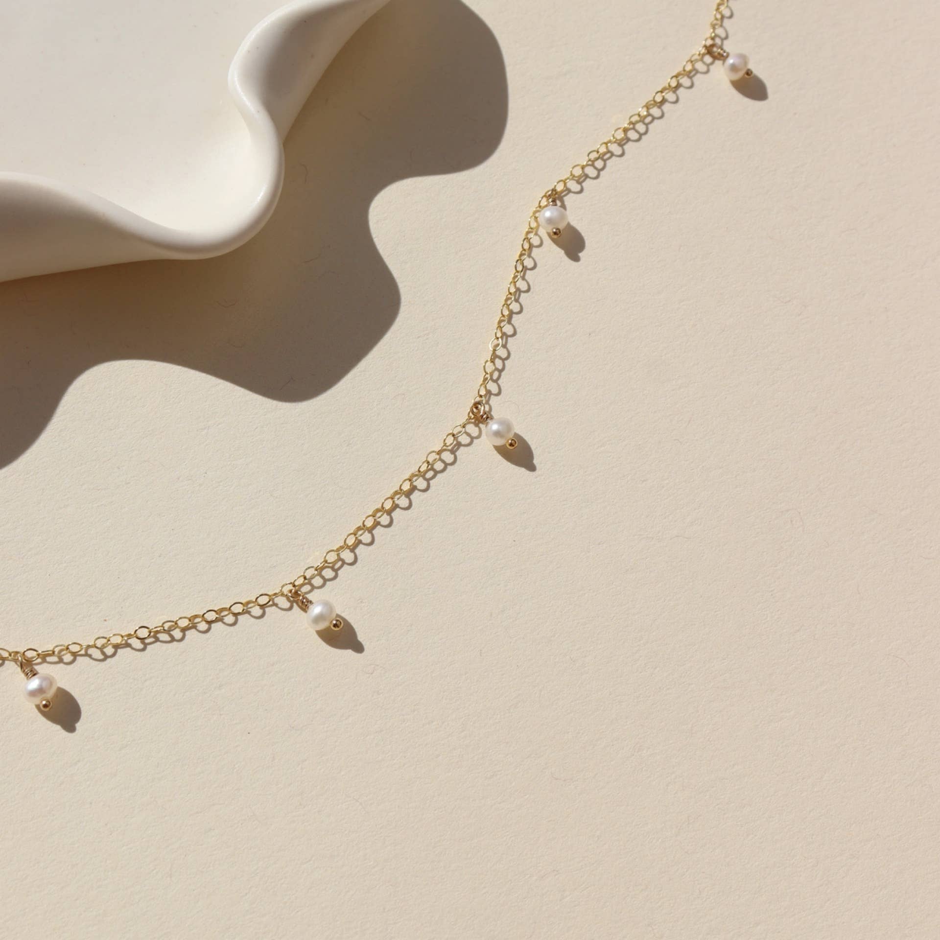 Delicate Pearl Necklace in 14k Gold Fill