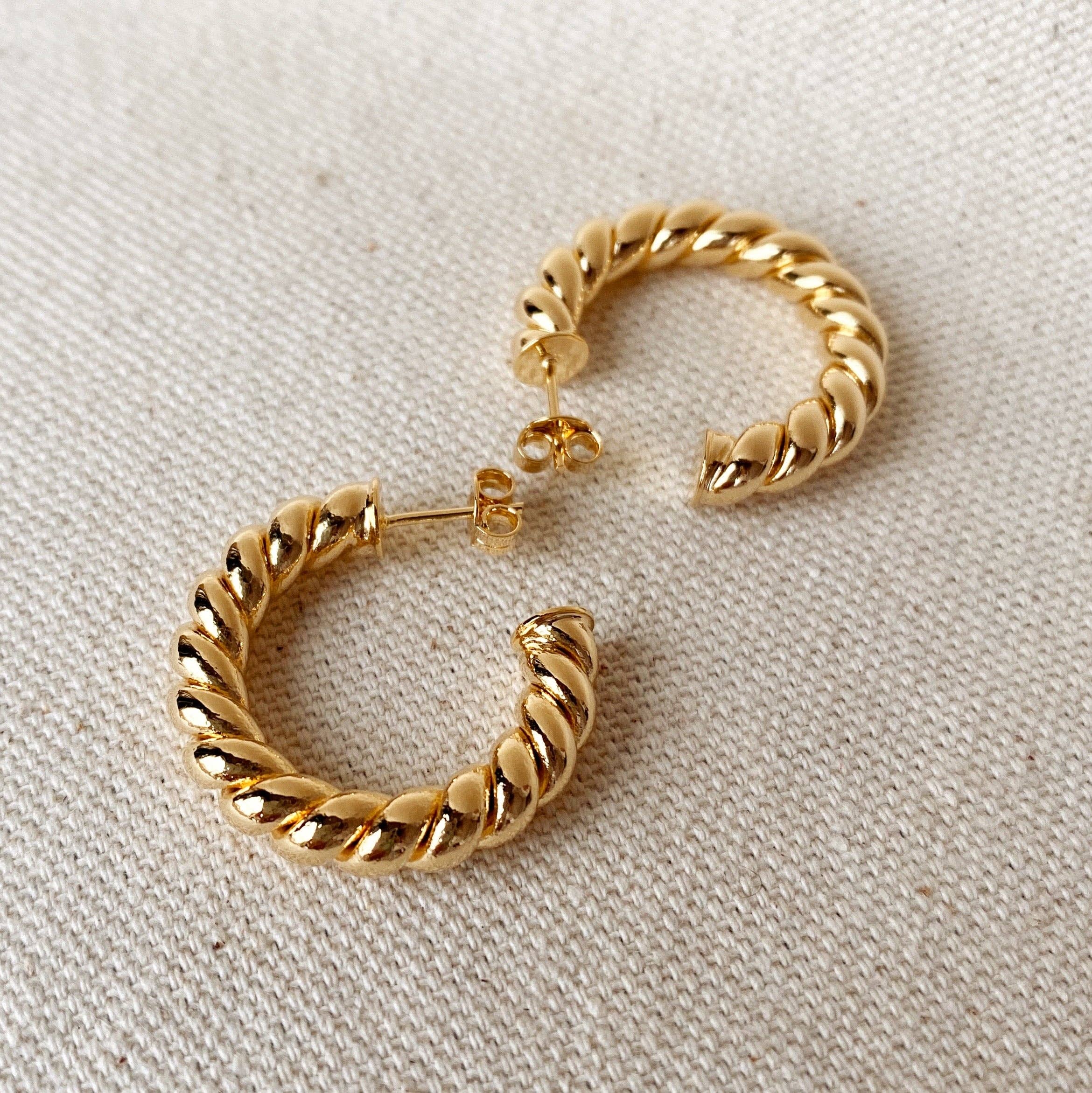 Croissant Twisted C Hoop Earrings