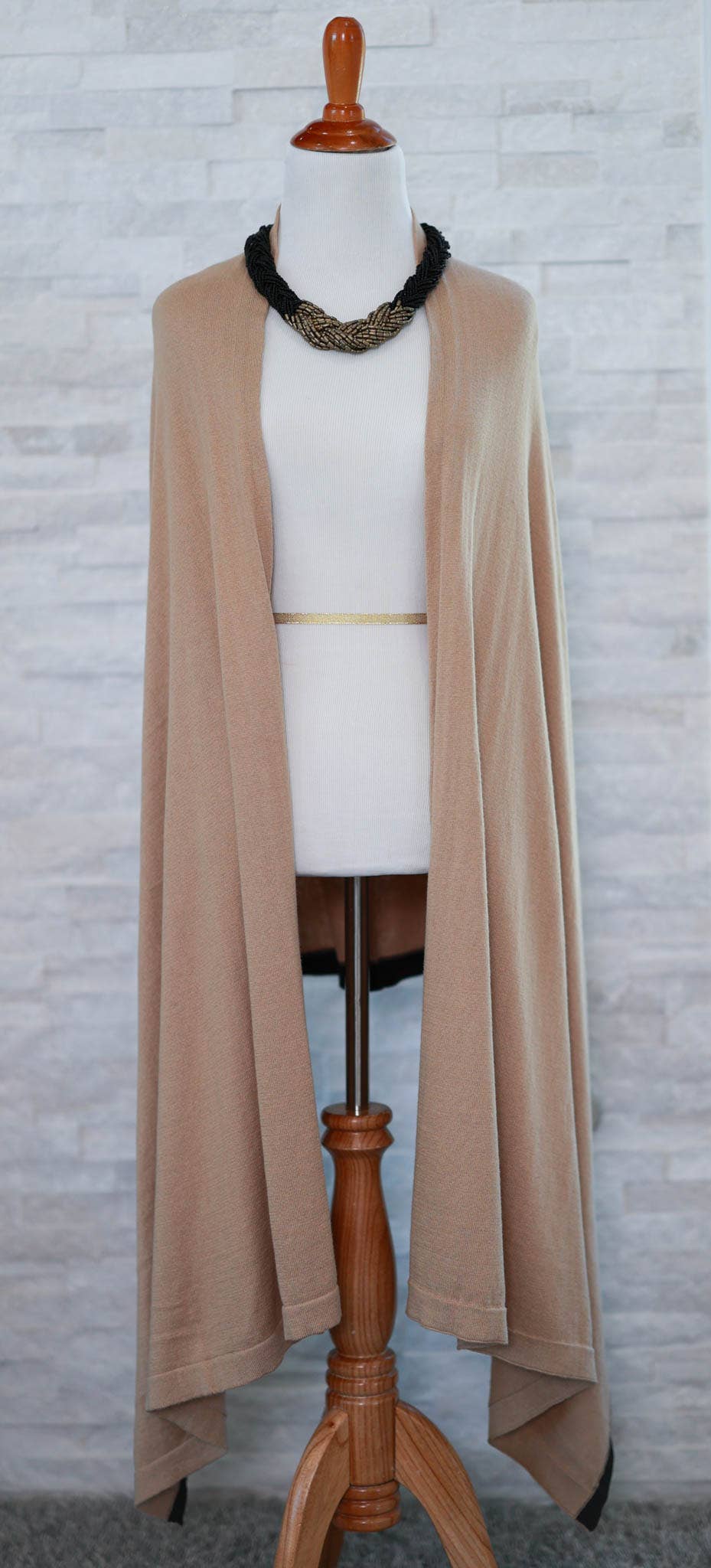 All Season Scarf in Cotton Knit -Tan