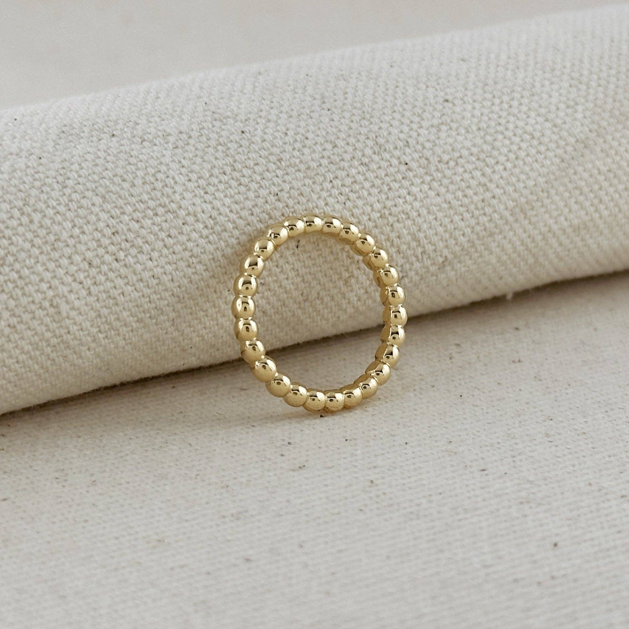 18k Gold Filled 2mm Beaded Band Ring