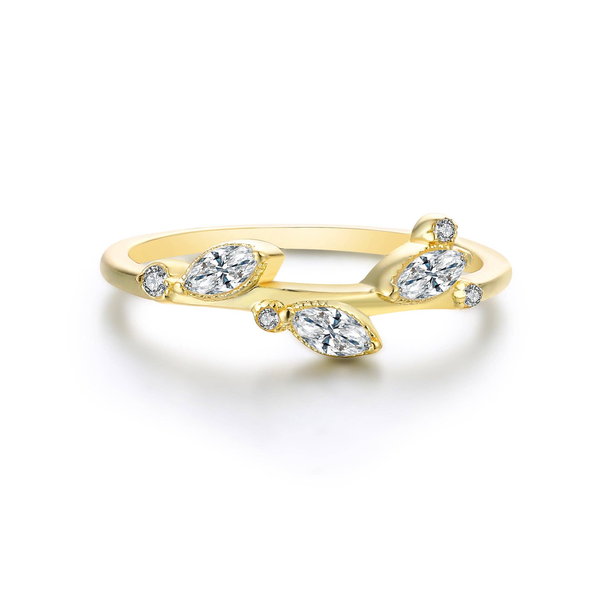 White Topaz Laurel Vine Ring