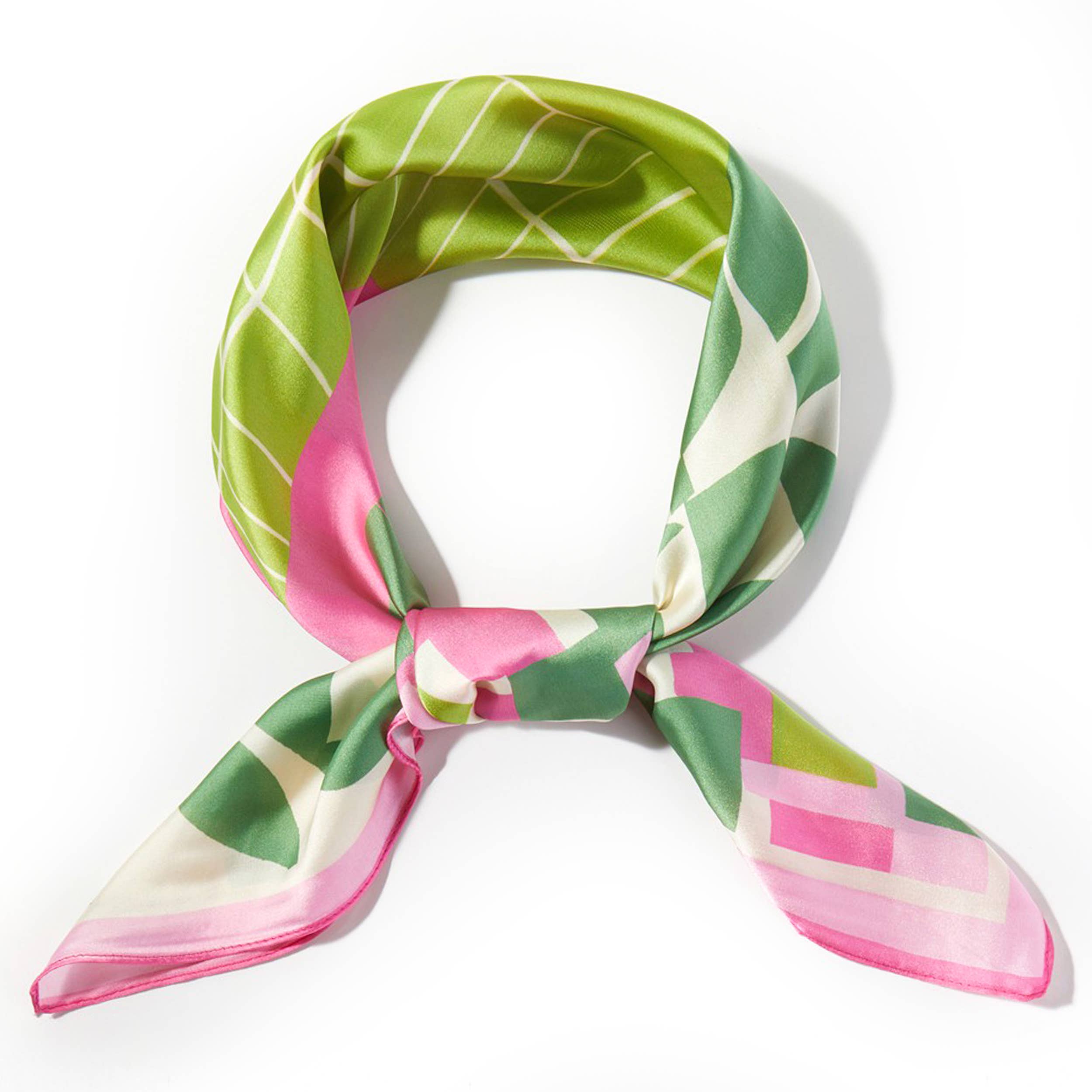 Geometric Multi Pattern Print Silky Bandana Scarf