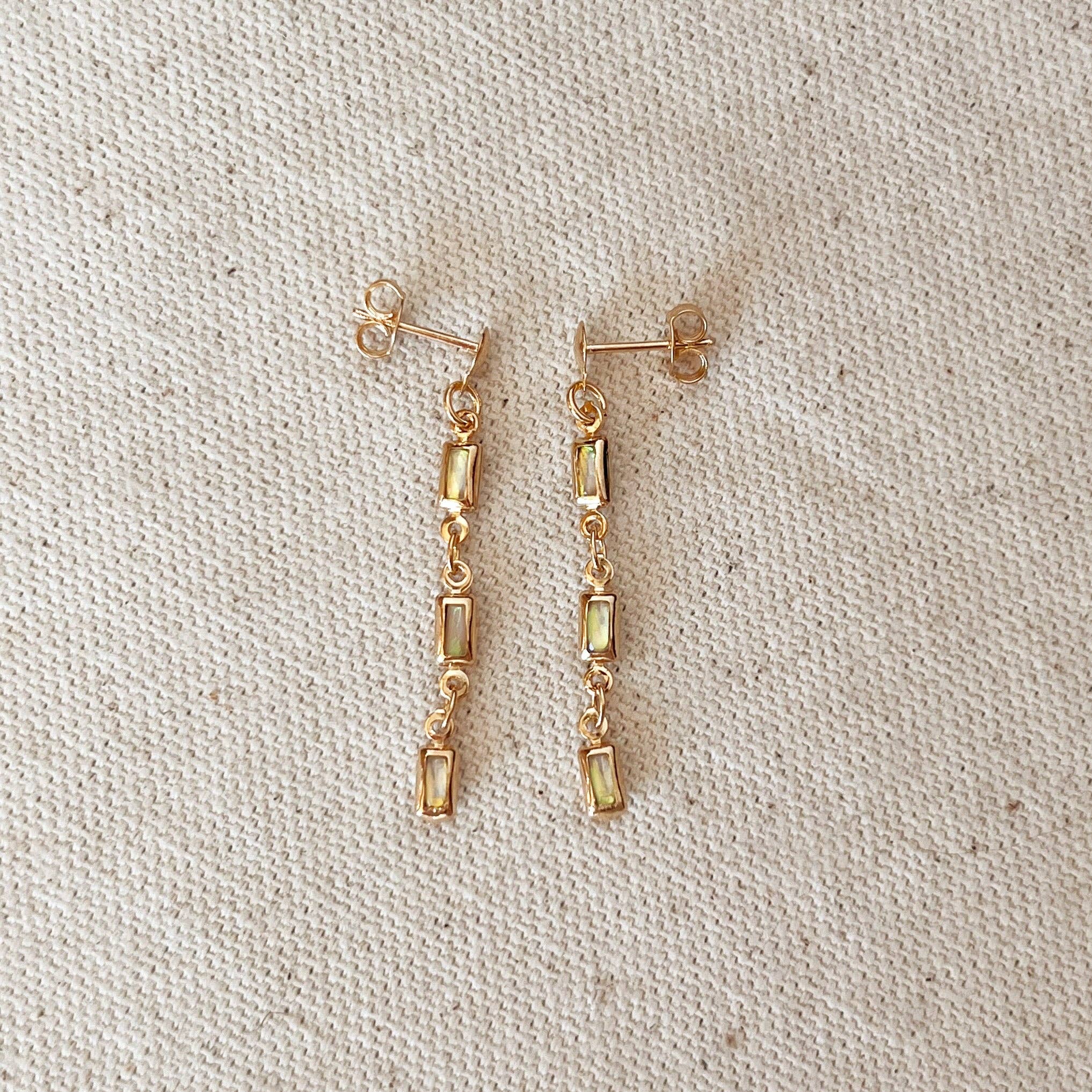 18k Gold Filled Opal Drop Earrings