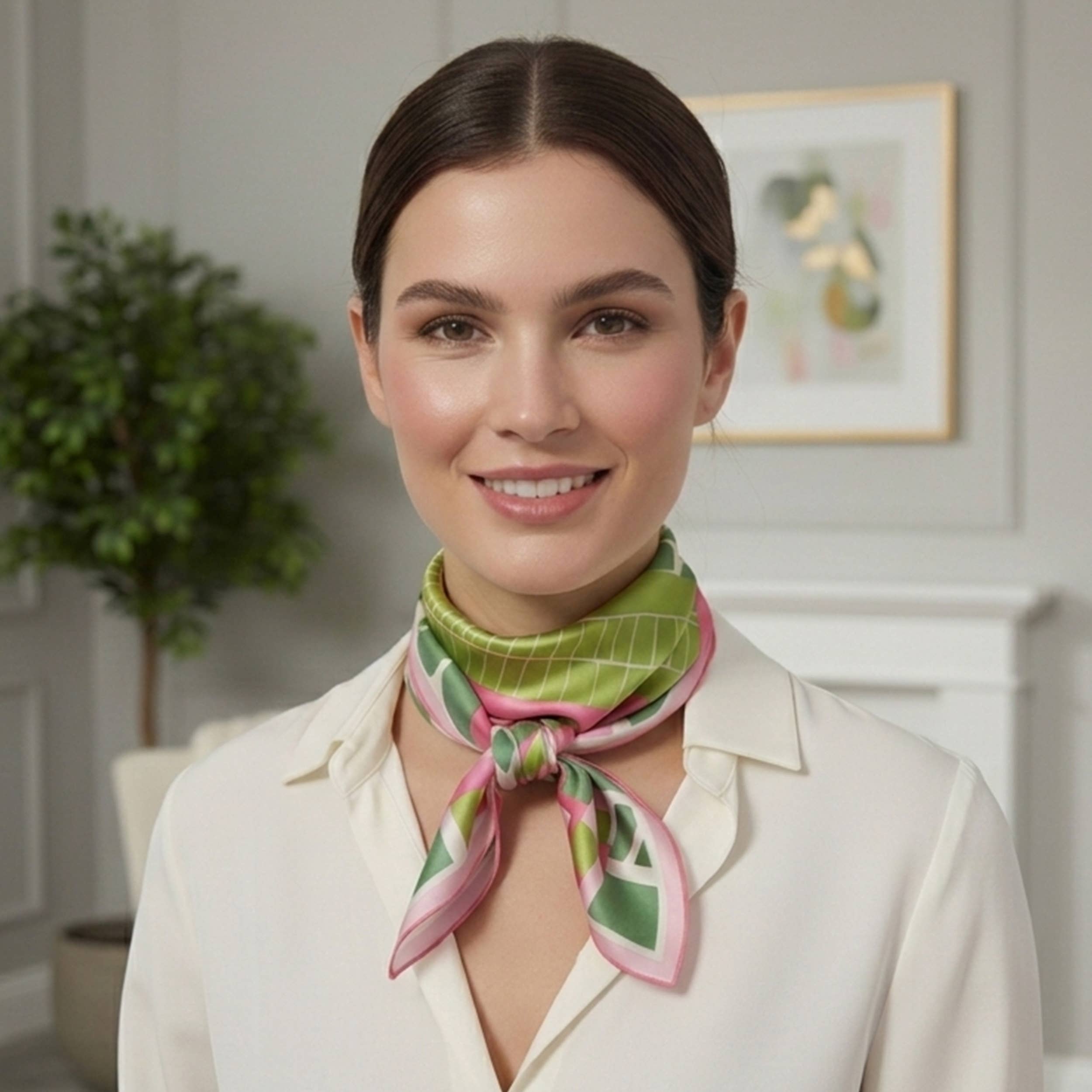 Geometric Multi Pattern Print Silky Bandana Scarf