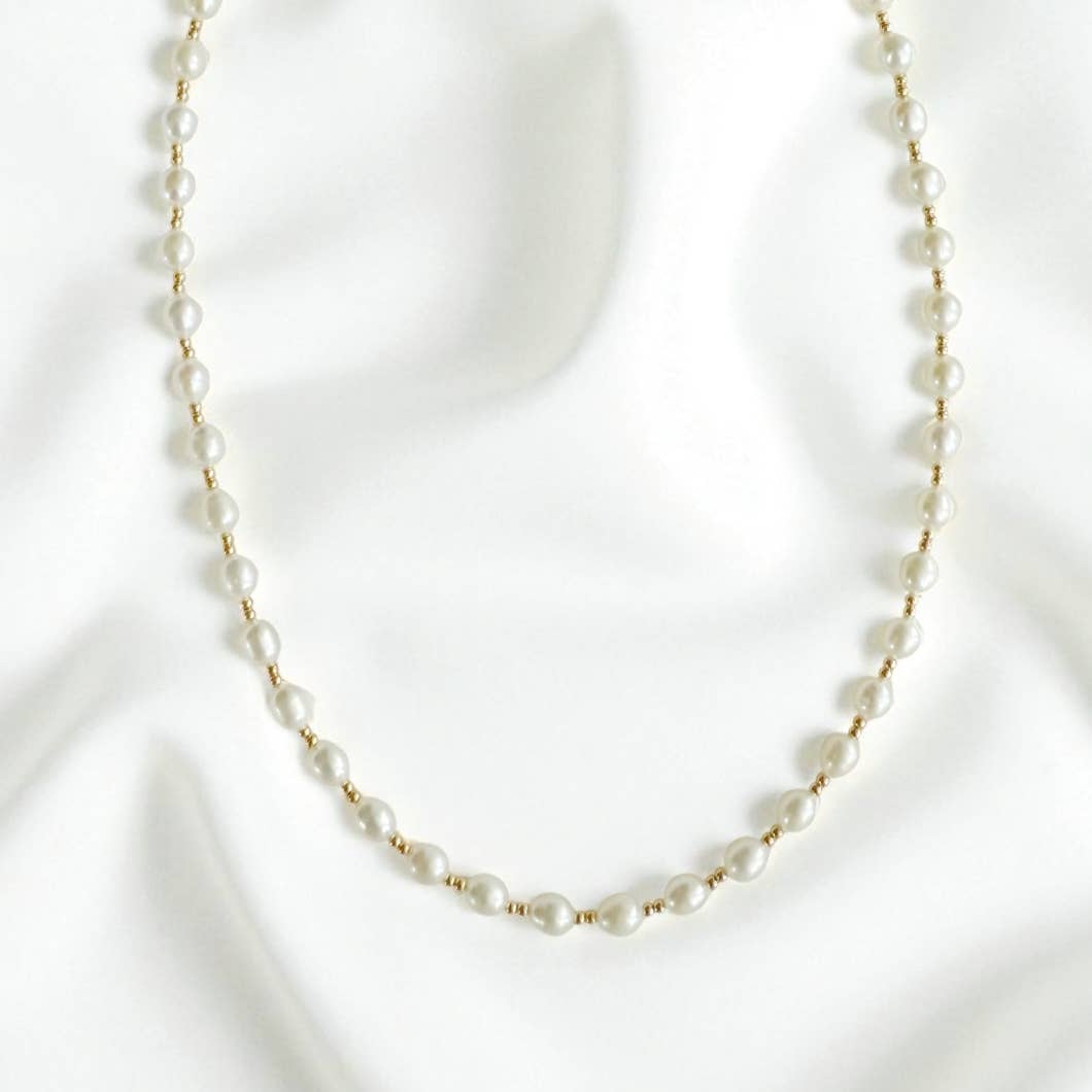 Taylor Freshwater Pearl Beaded Necklace Gold Filled