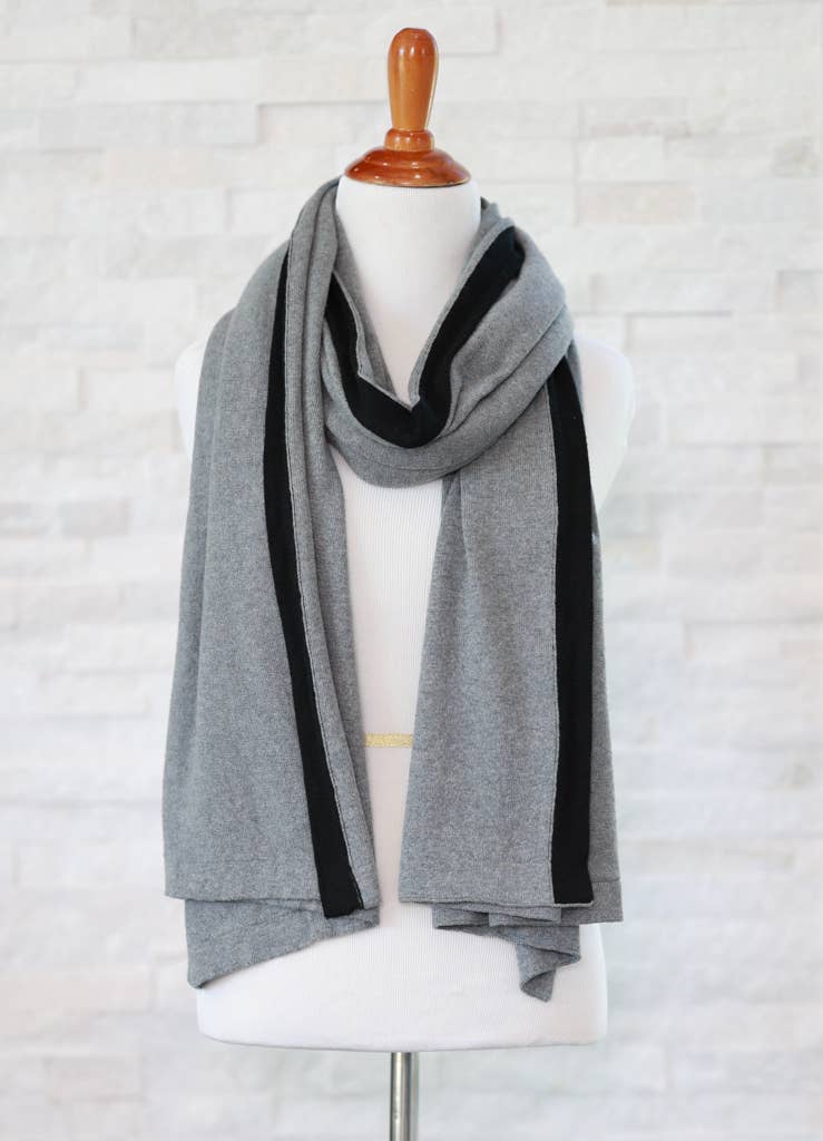 All Season Scarf in Cotton Knit -Dark Gray