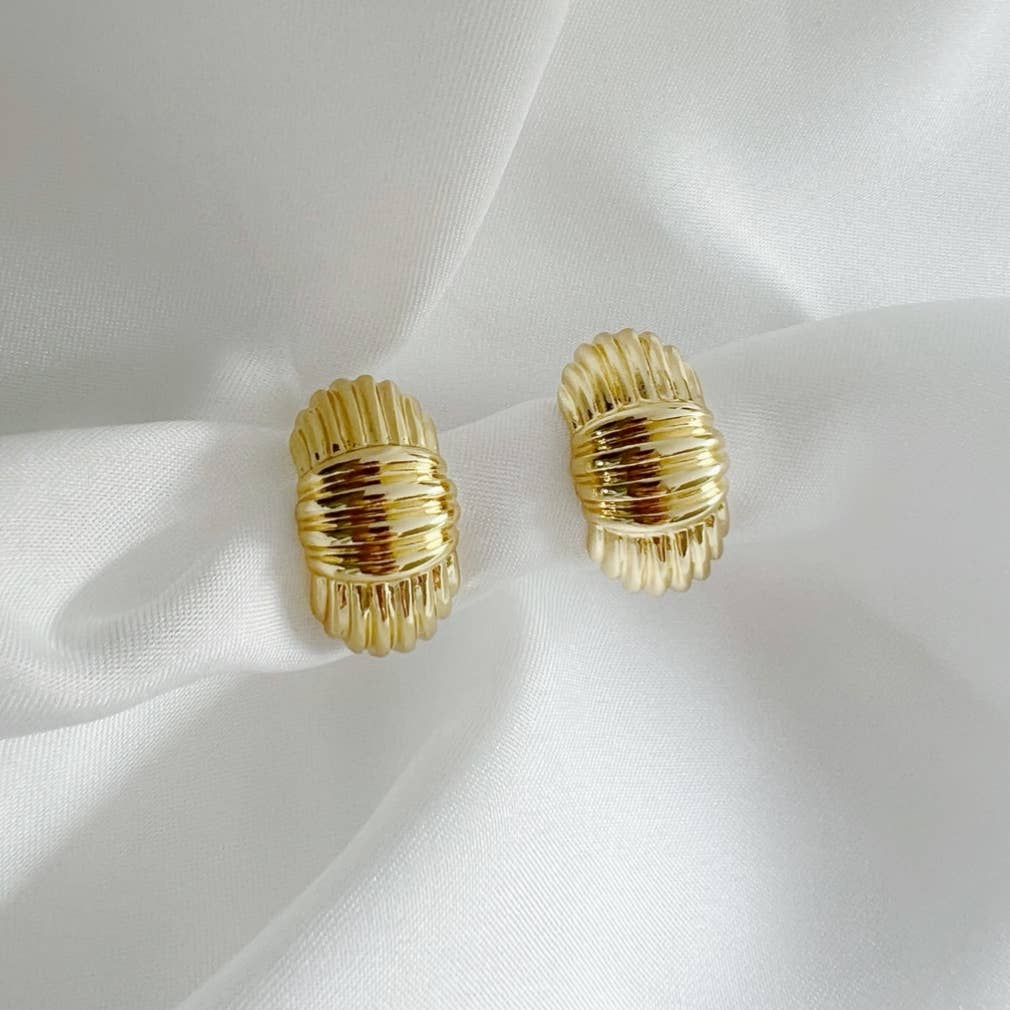 Maddison Textured Hoops Earrings Gold Filled