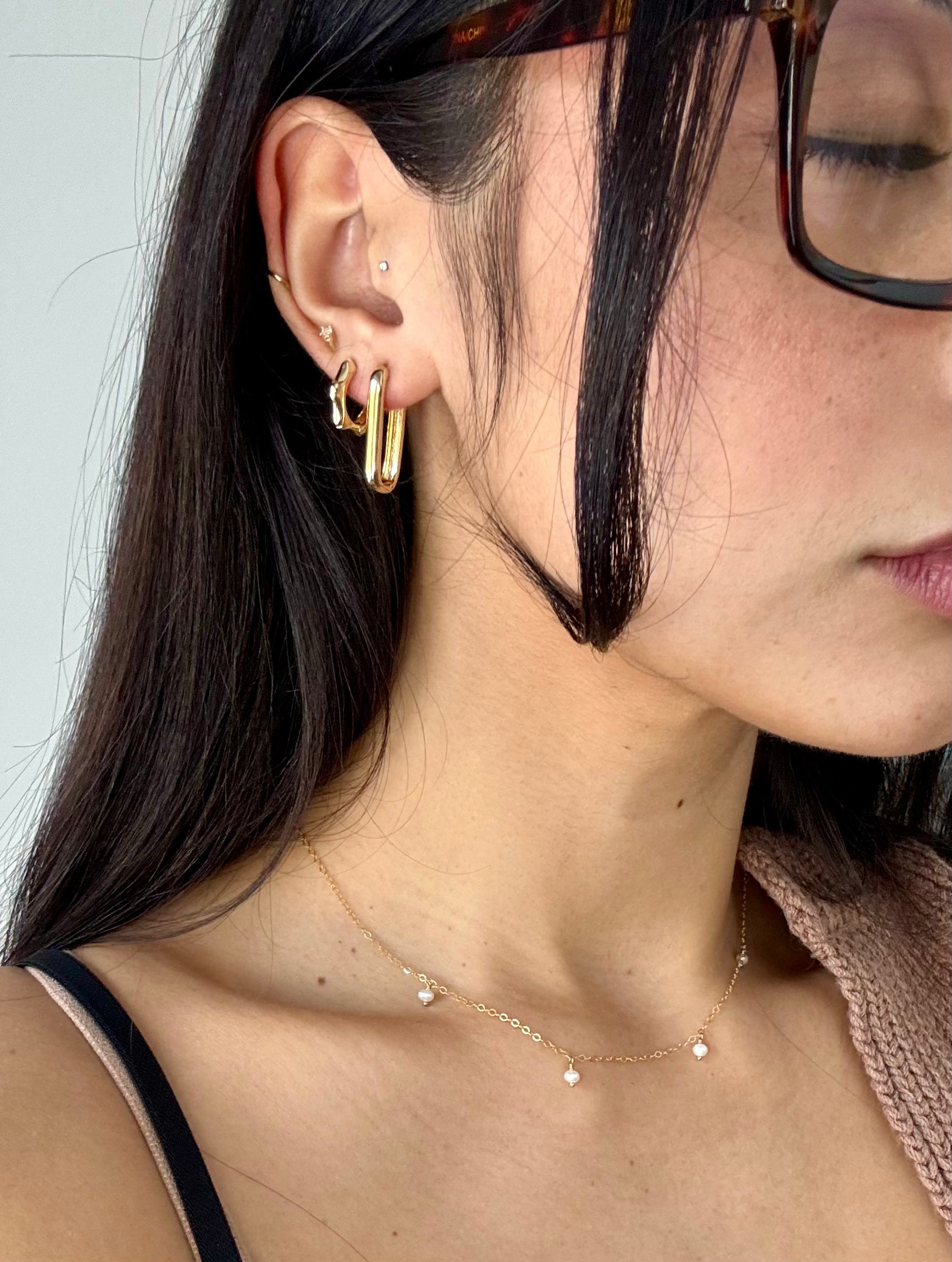 18k Gold Filled Bamboo Clicker Hoop Earrings