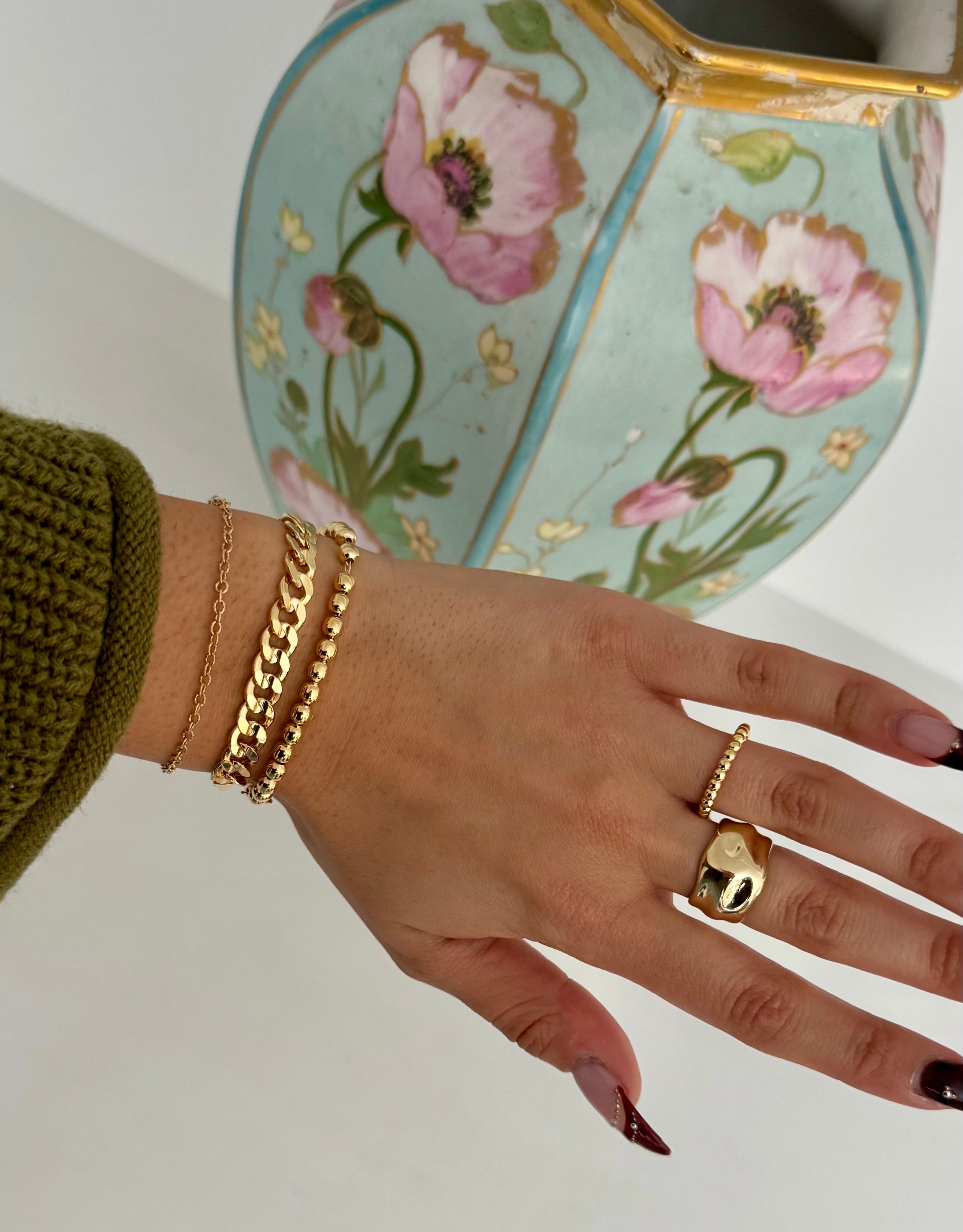 18k Gold Filled Wavy Wide Band Ring