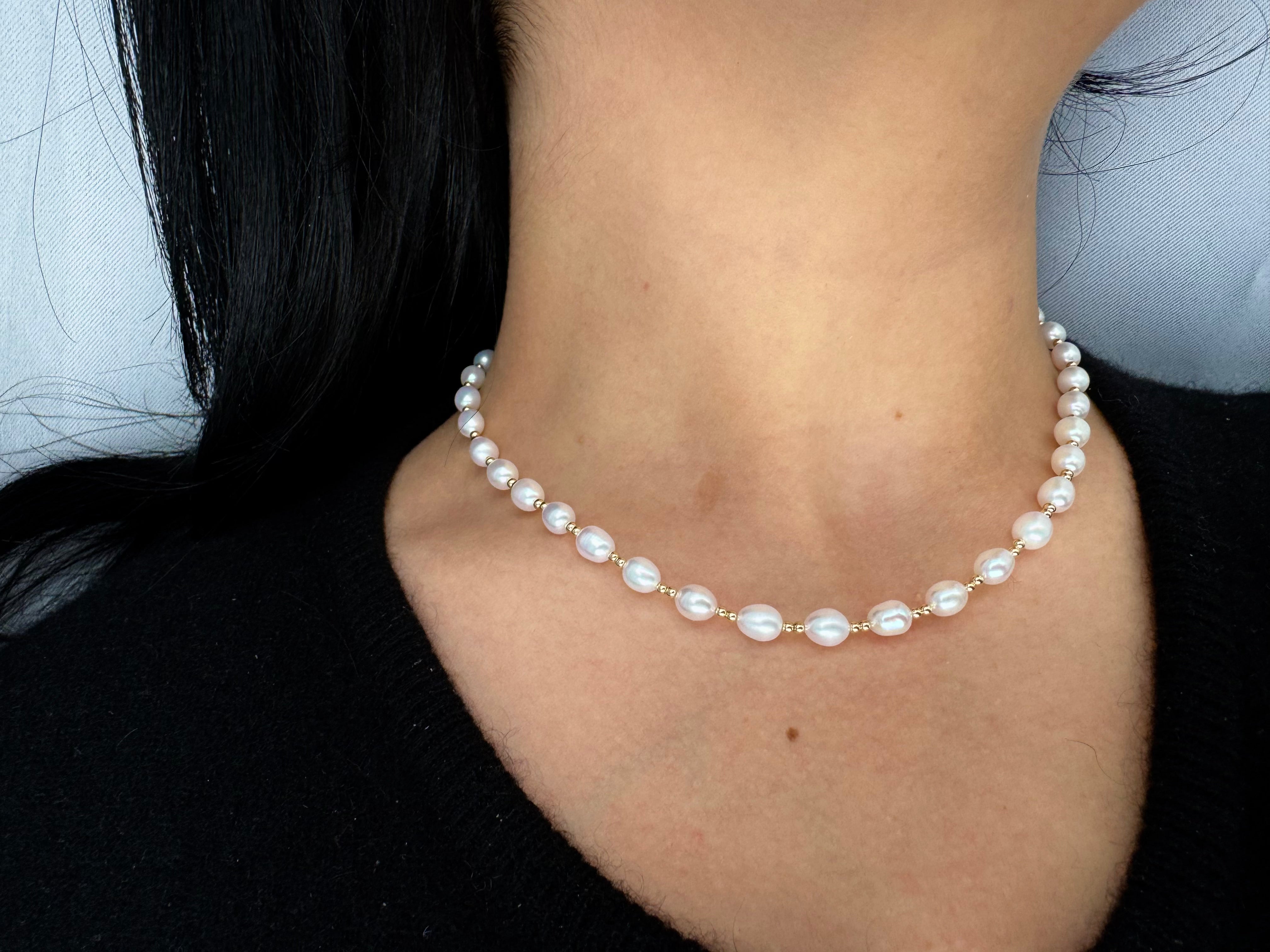 Taylor Freshwater Pearl Beaded Necklace Gold Filled