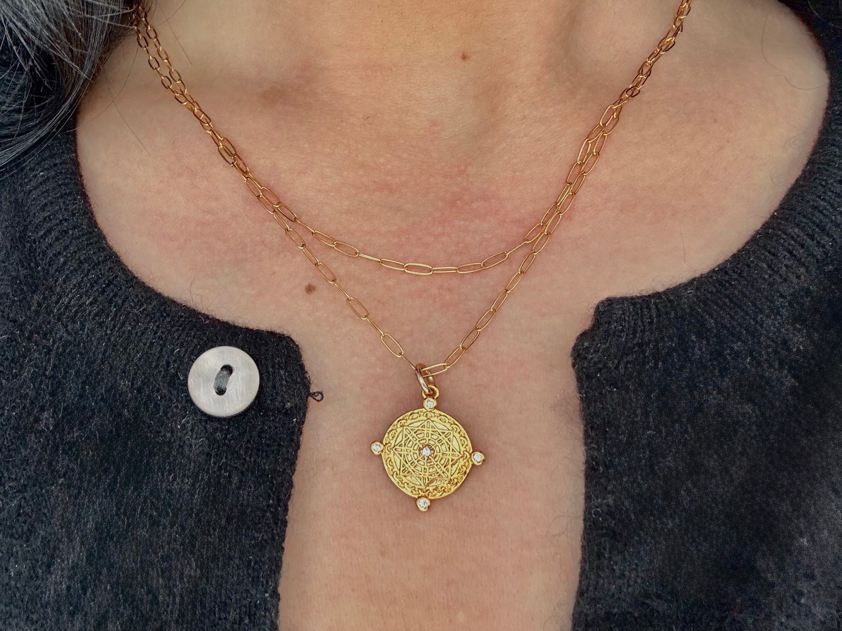 Compass Charm Layered Necklace