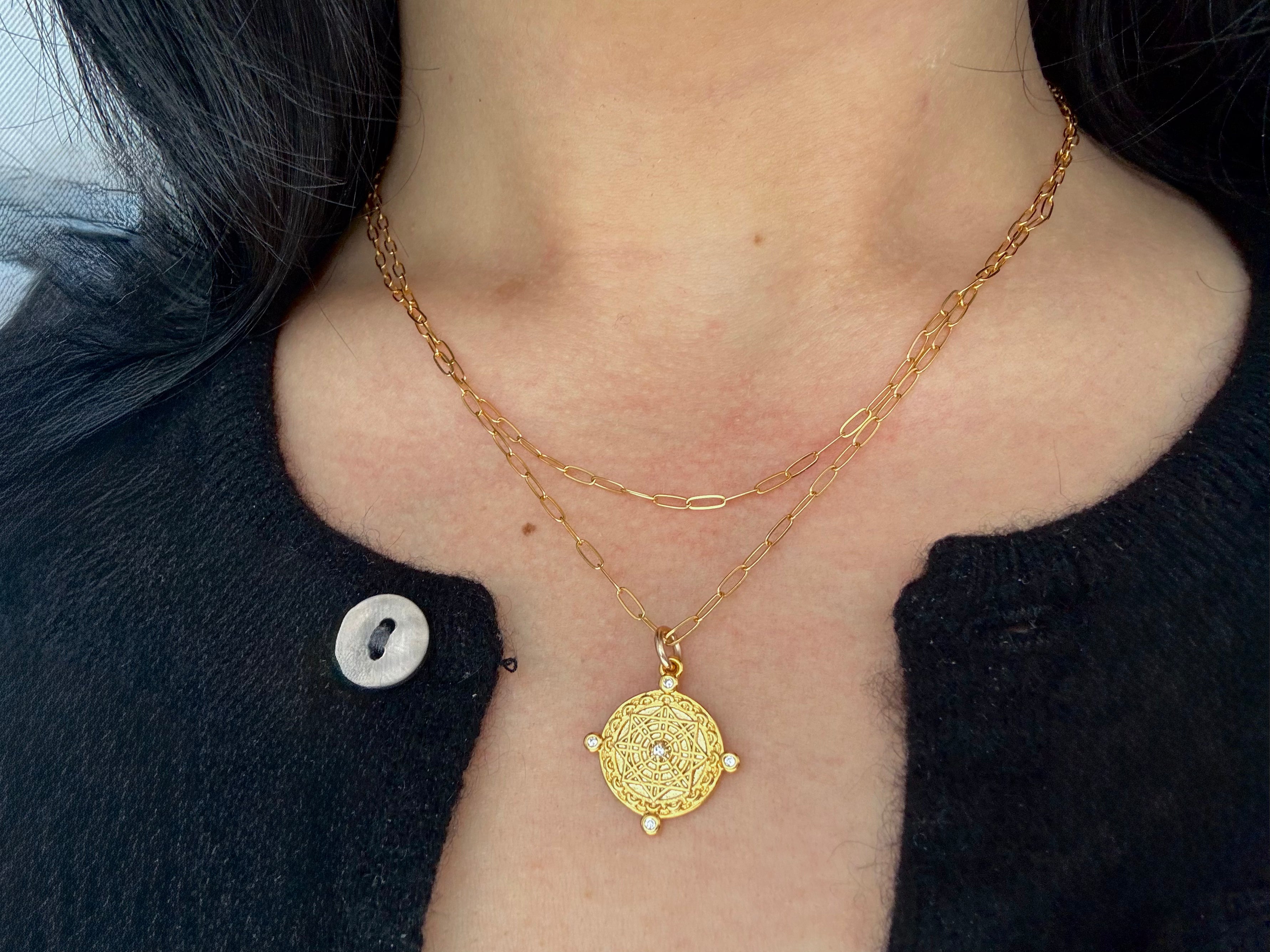 Compass Charm Layered Necklace