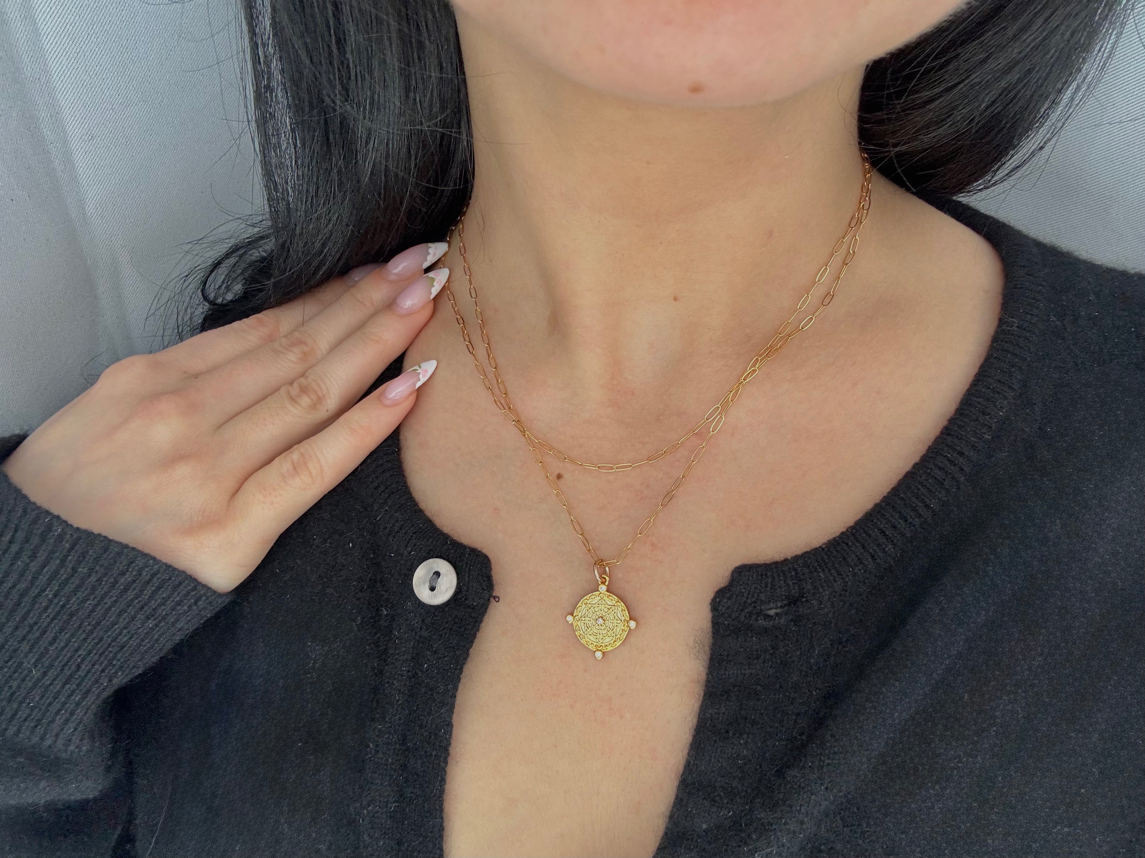 Compass Charm Layered Necklace