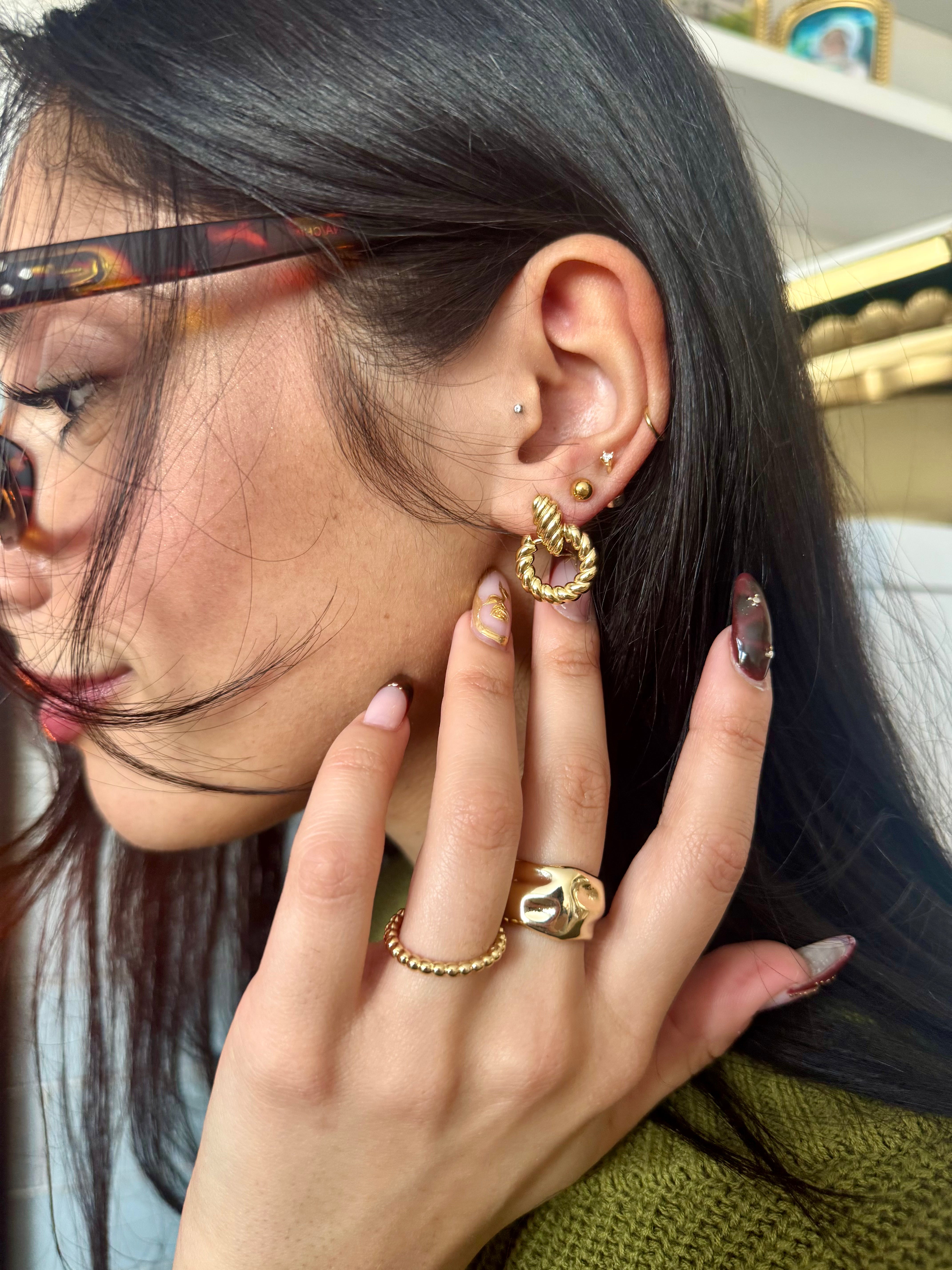 18k Gold Filled Croissant Drop Earrings