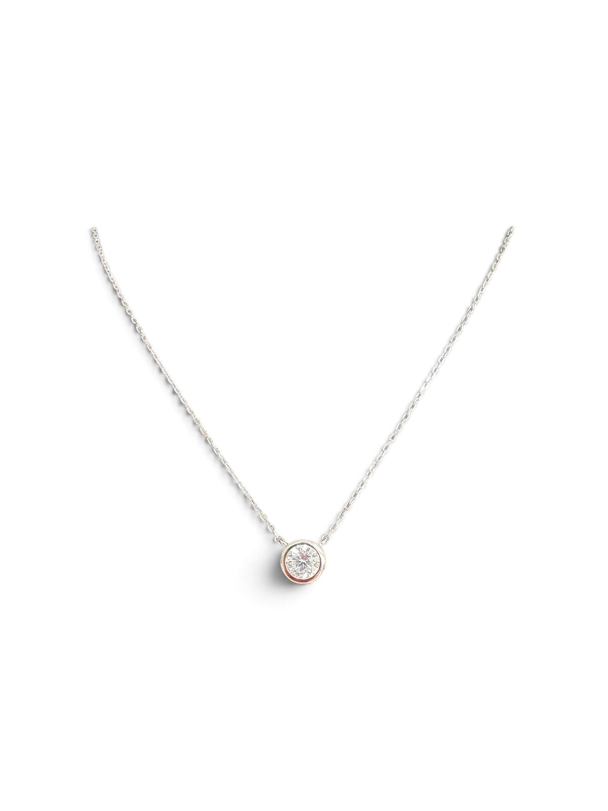 Sterling Silver Bezel Set Solitaire Necklace