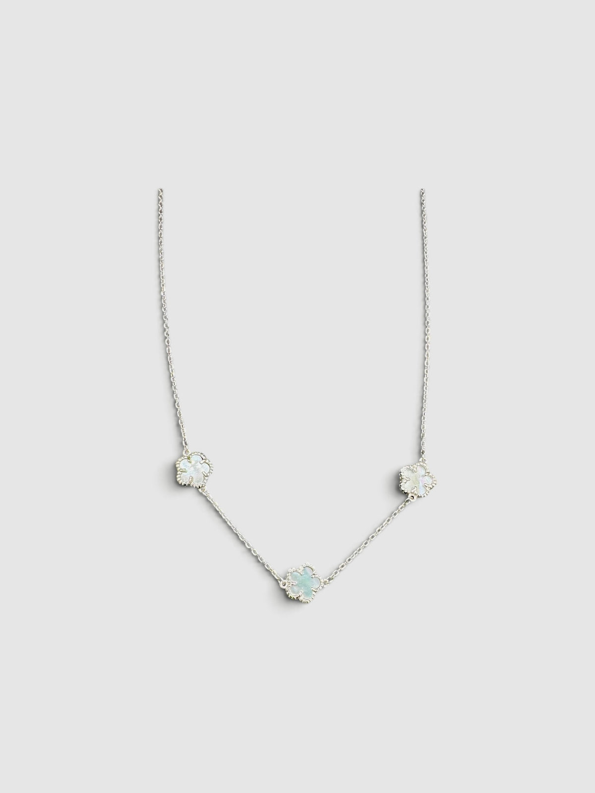 Sterling Silver Clover Necklace with Mother of Pearl