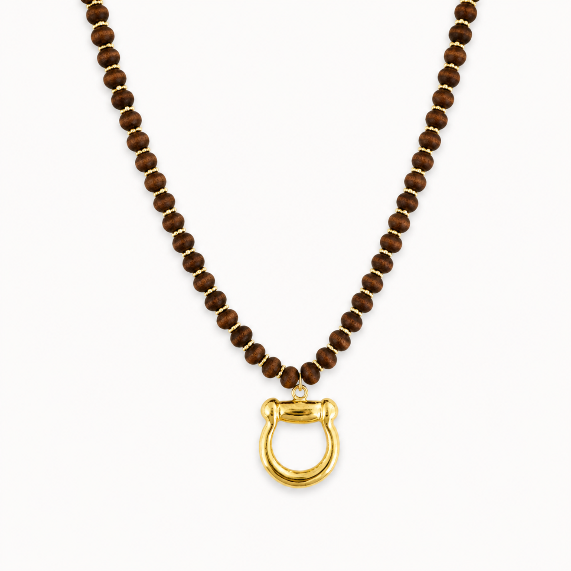 Horse Bit Wood Beaded Necklace
