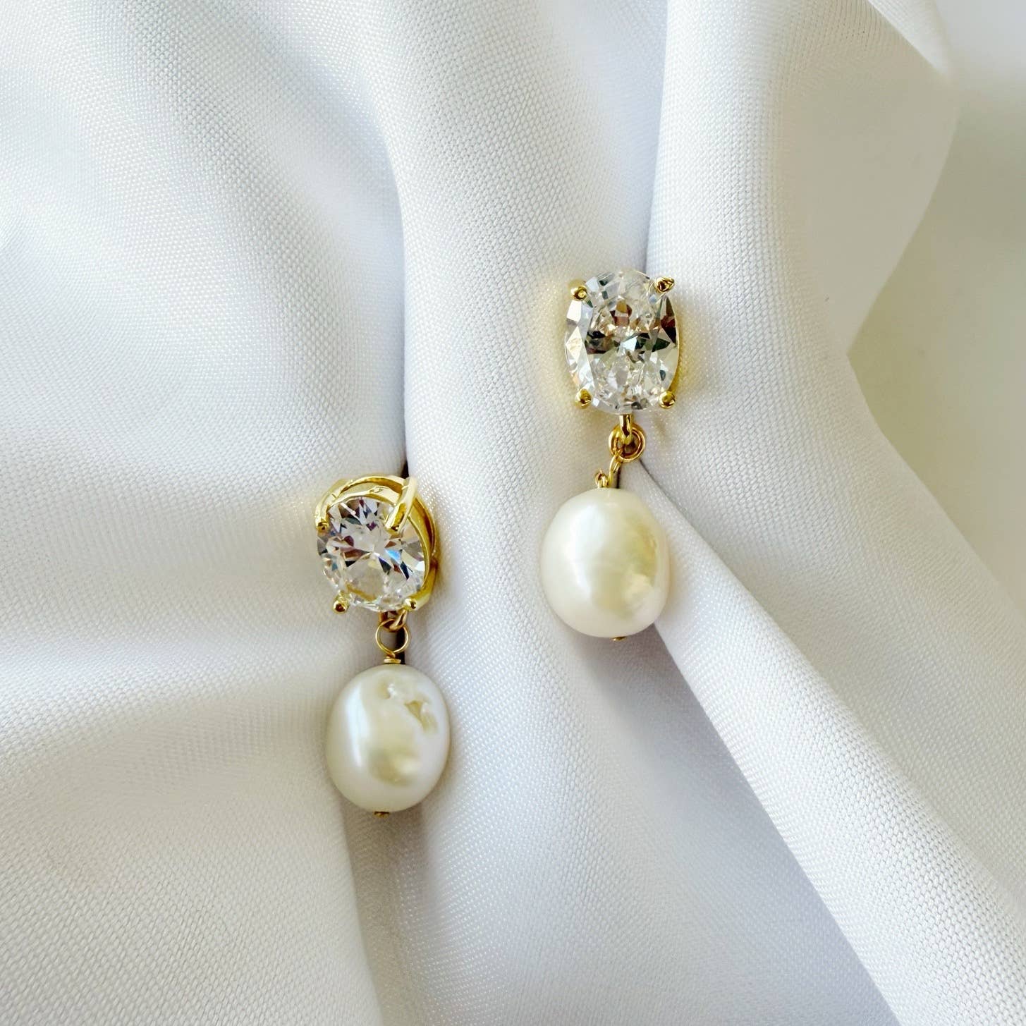 Ever After Cz Freshwater Pearl Earrings Gold Filled