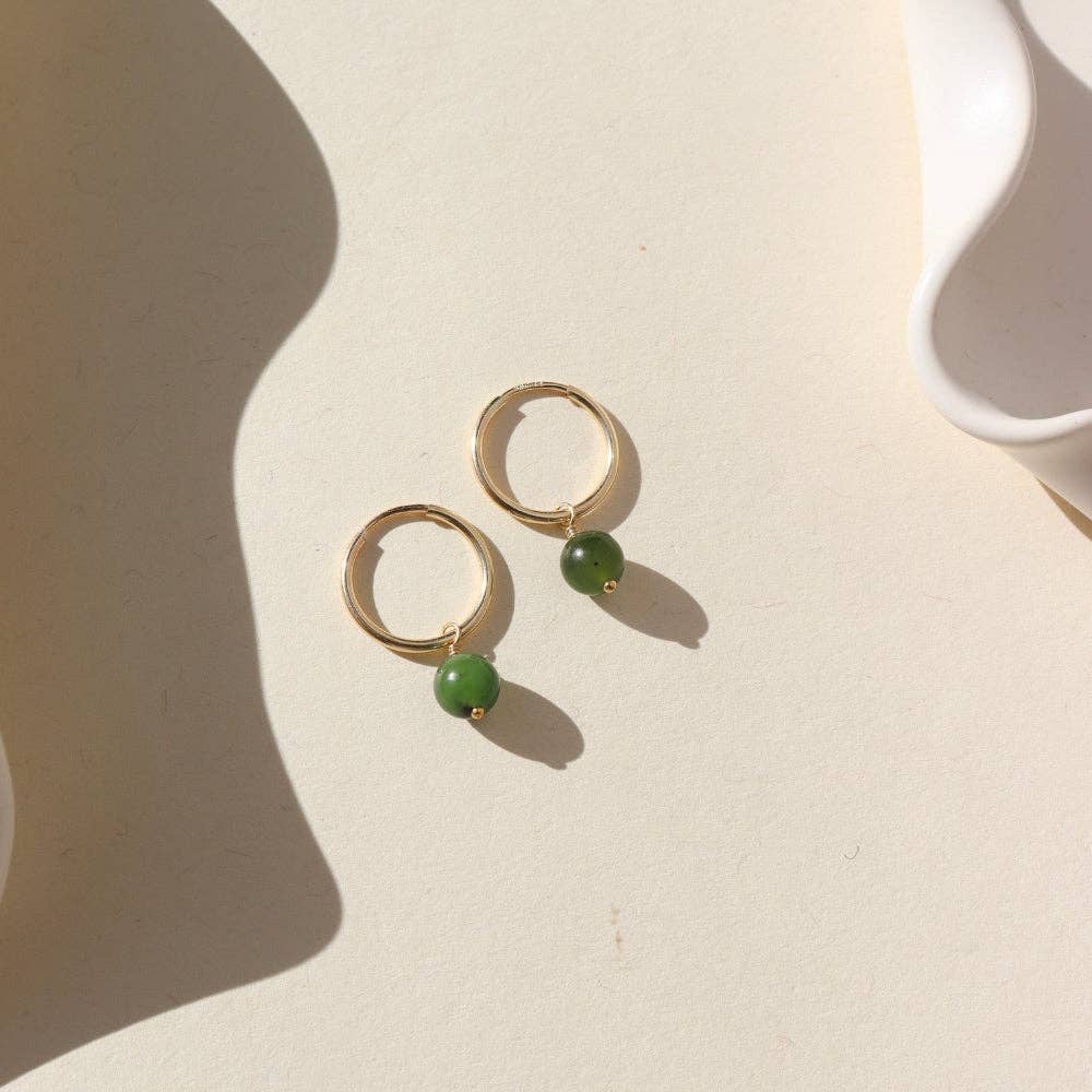 Jade Harmony Hoops 14k Gold Fill