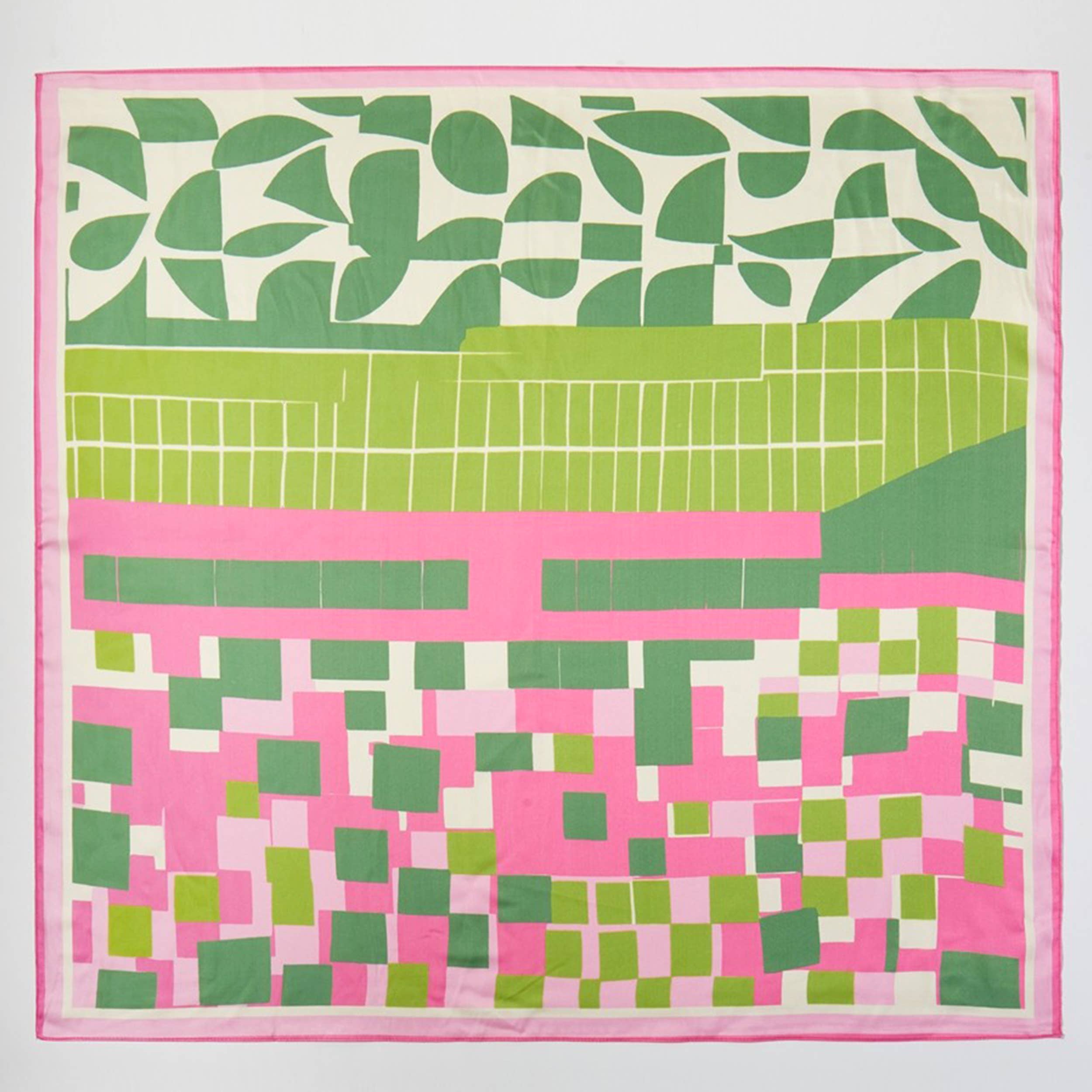 Geometric Multi Pattern Print Silky Bandana Scarf