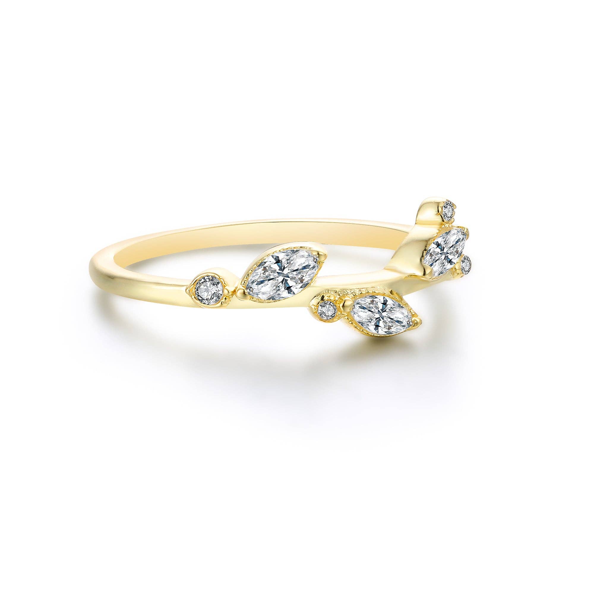 White Topaz Laurel Vine Ring