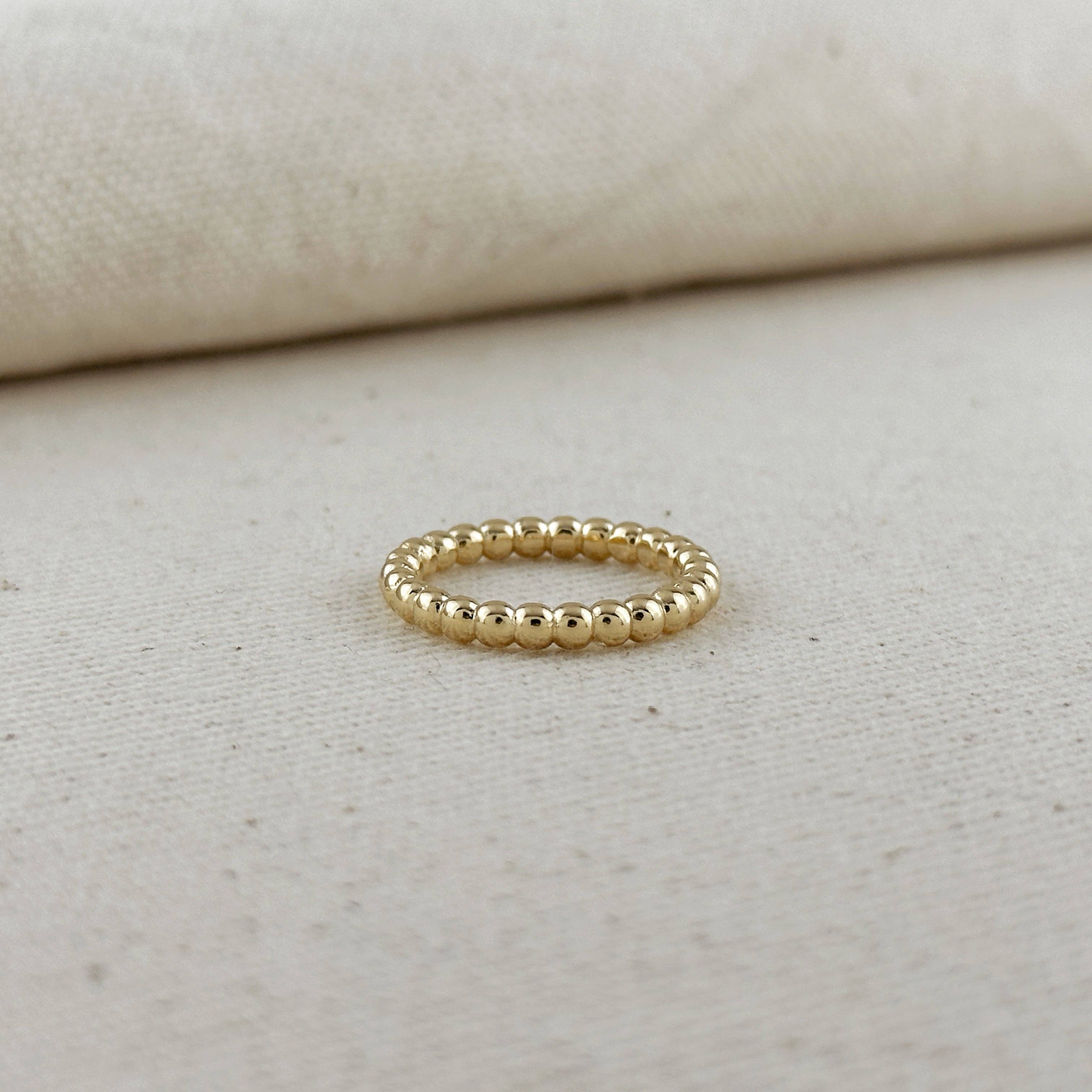18k Gold Filled 2mm Beaded Band Ring