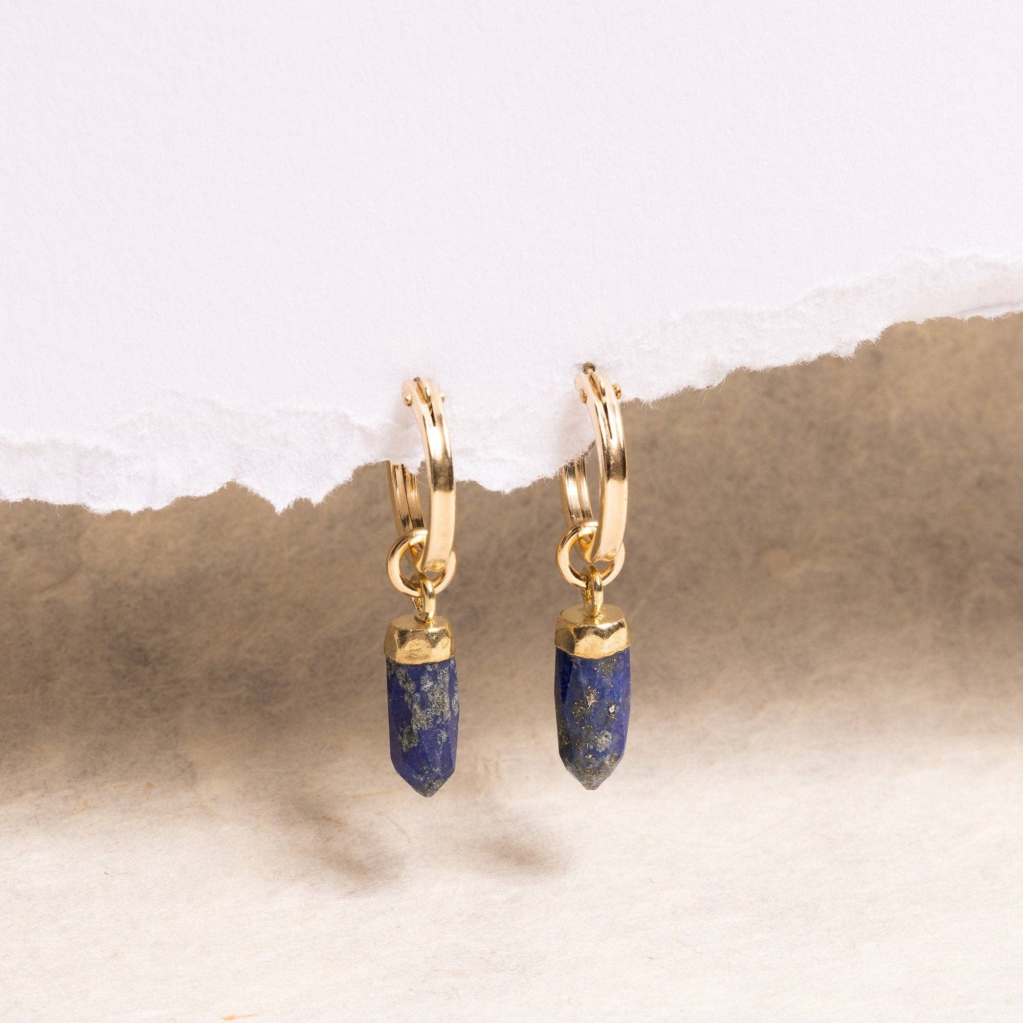 Lapis Lazuli Gold Spike Earrings