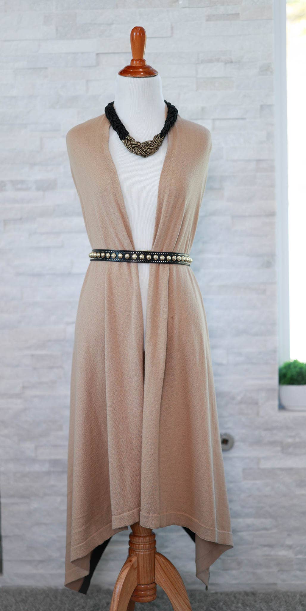 All Season Scarf in Cotton Knit -Tan