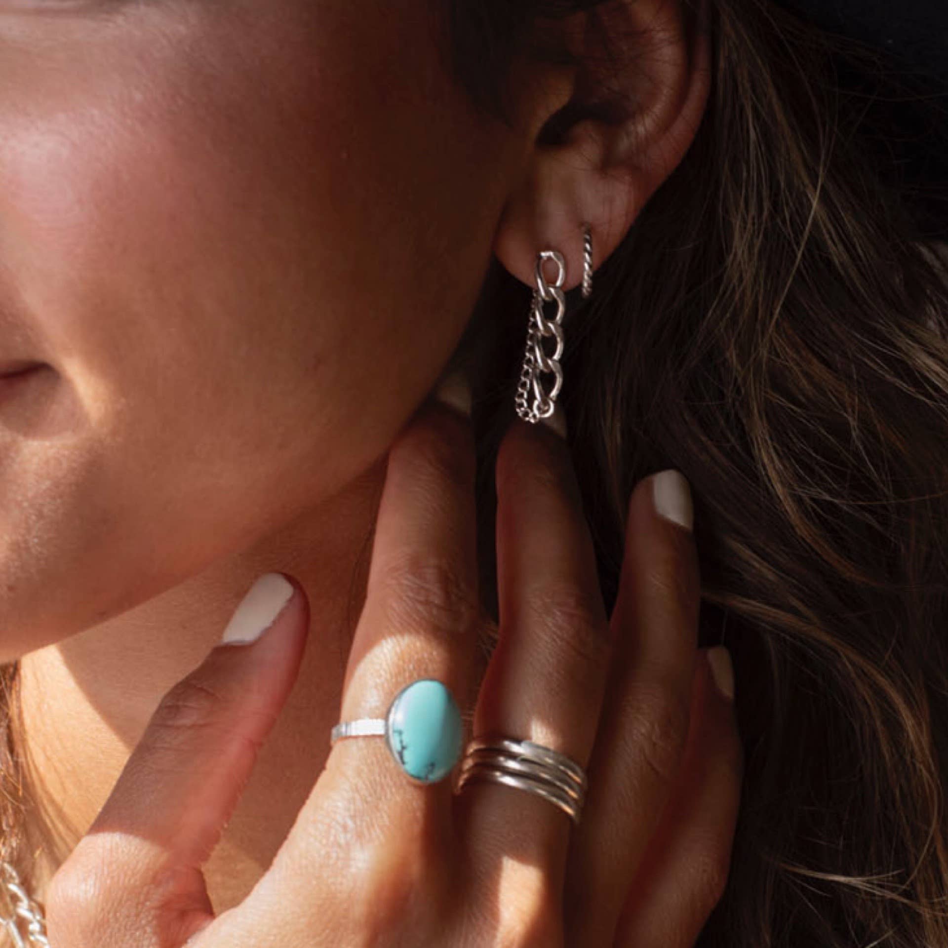 Alex Chain Stud Earrings in 14k Gold fill or Sterling Silver