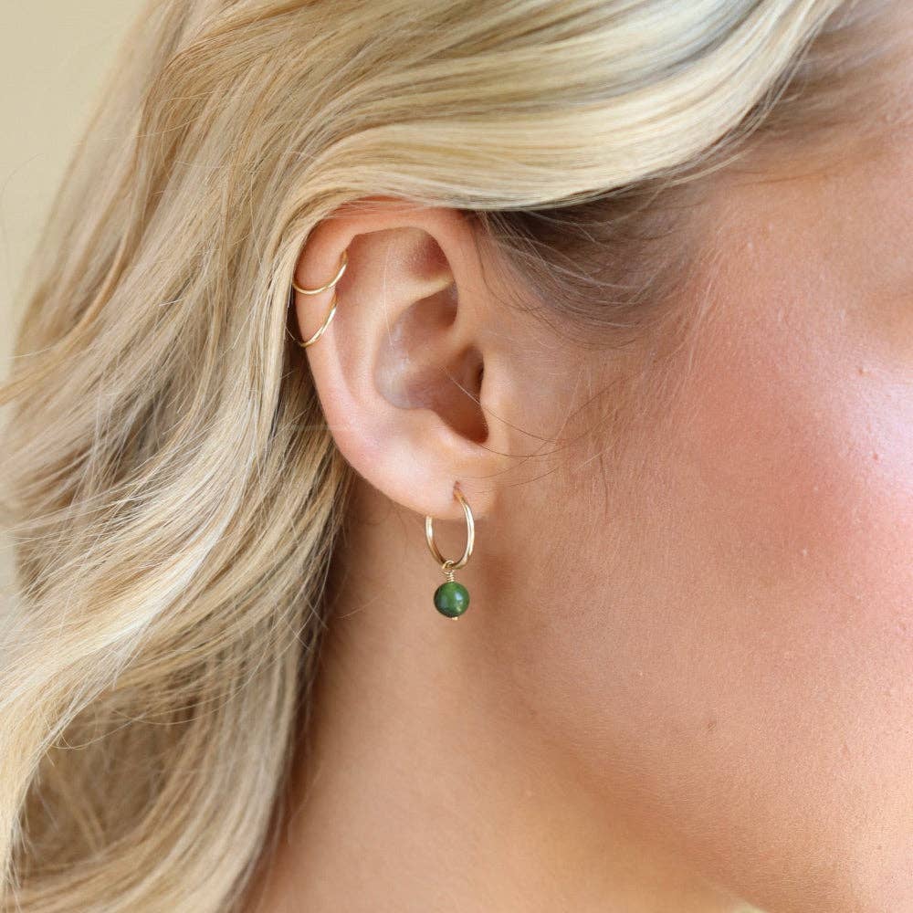 Jade Harmony Hoops 14k Gold Fill