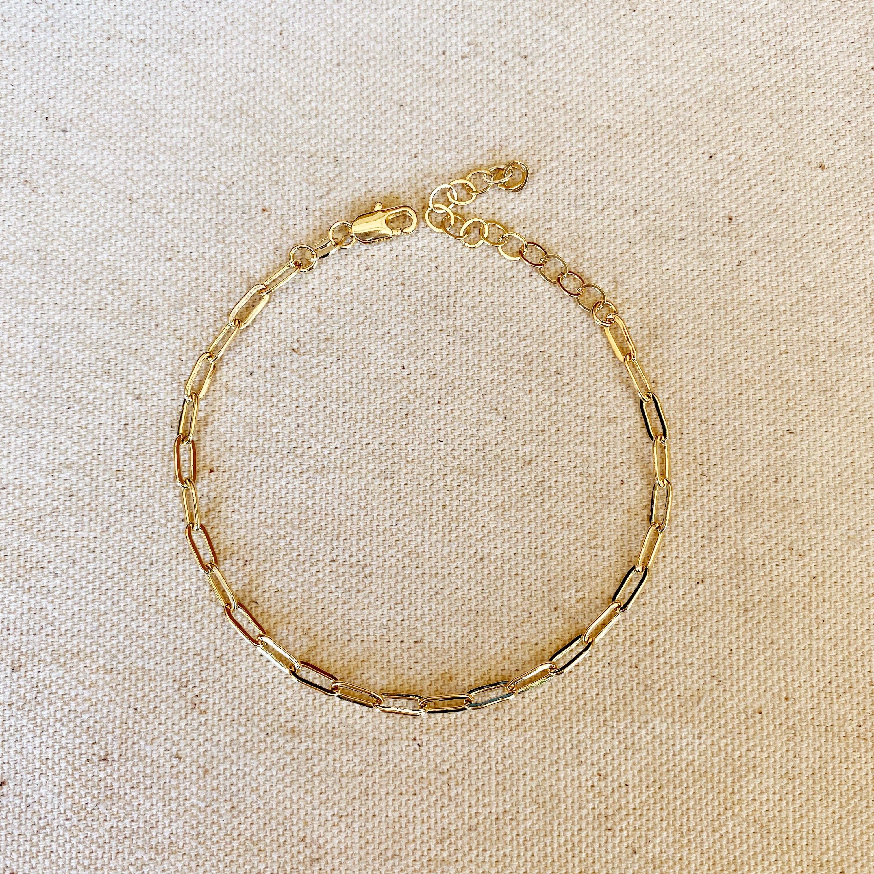 18k Gold Filled Short Link Paperclip Bracelet