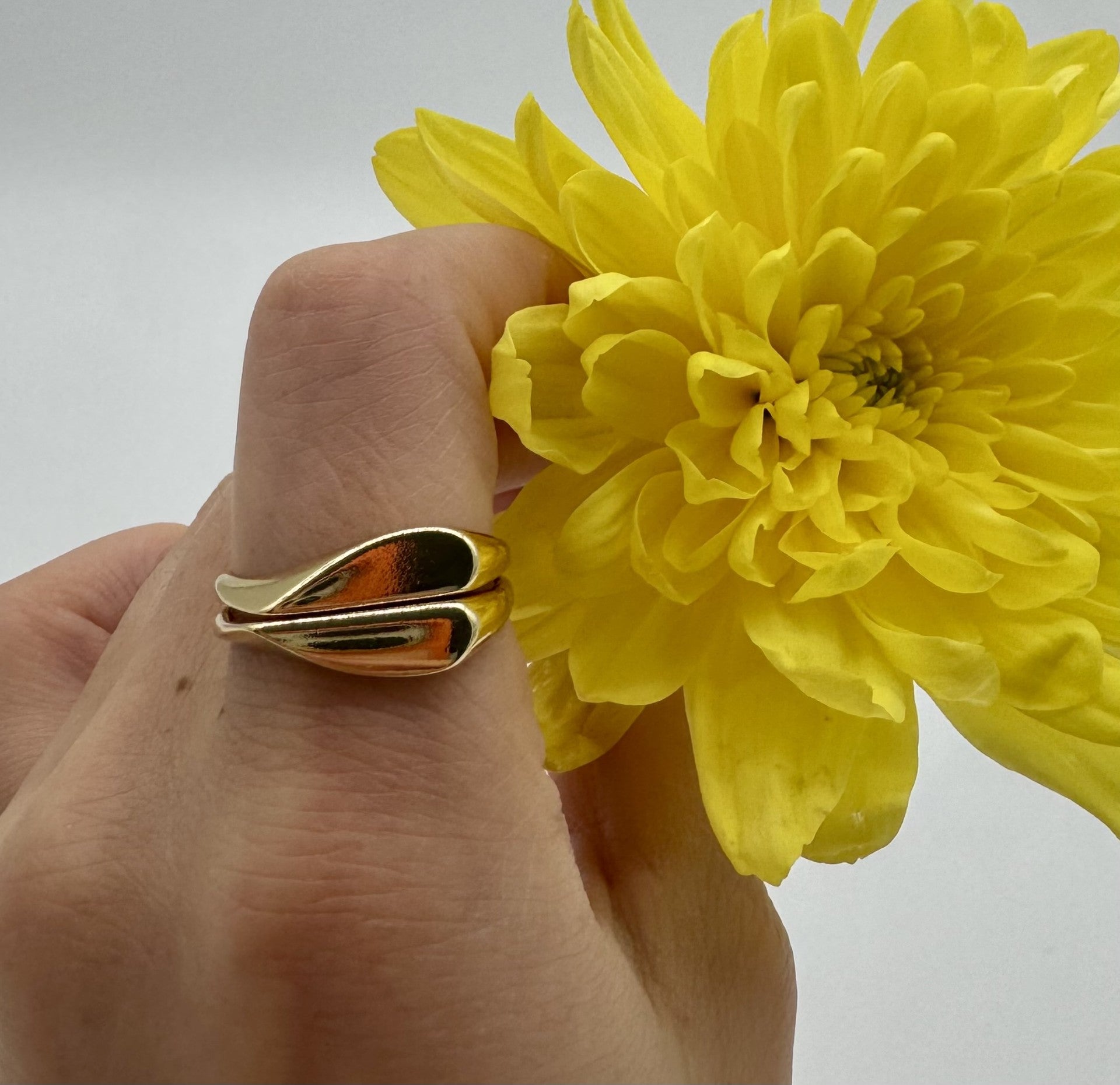18k Gold Filled Polished Heart Double Ring