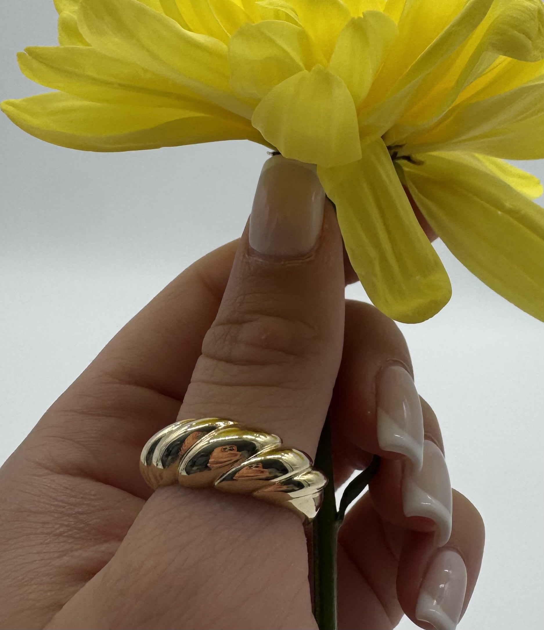 18k Gold Filled Dome Croissant Ring