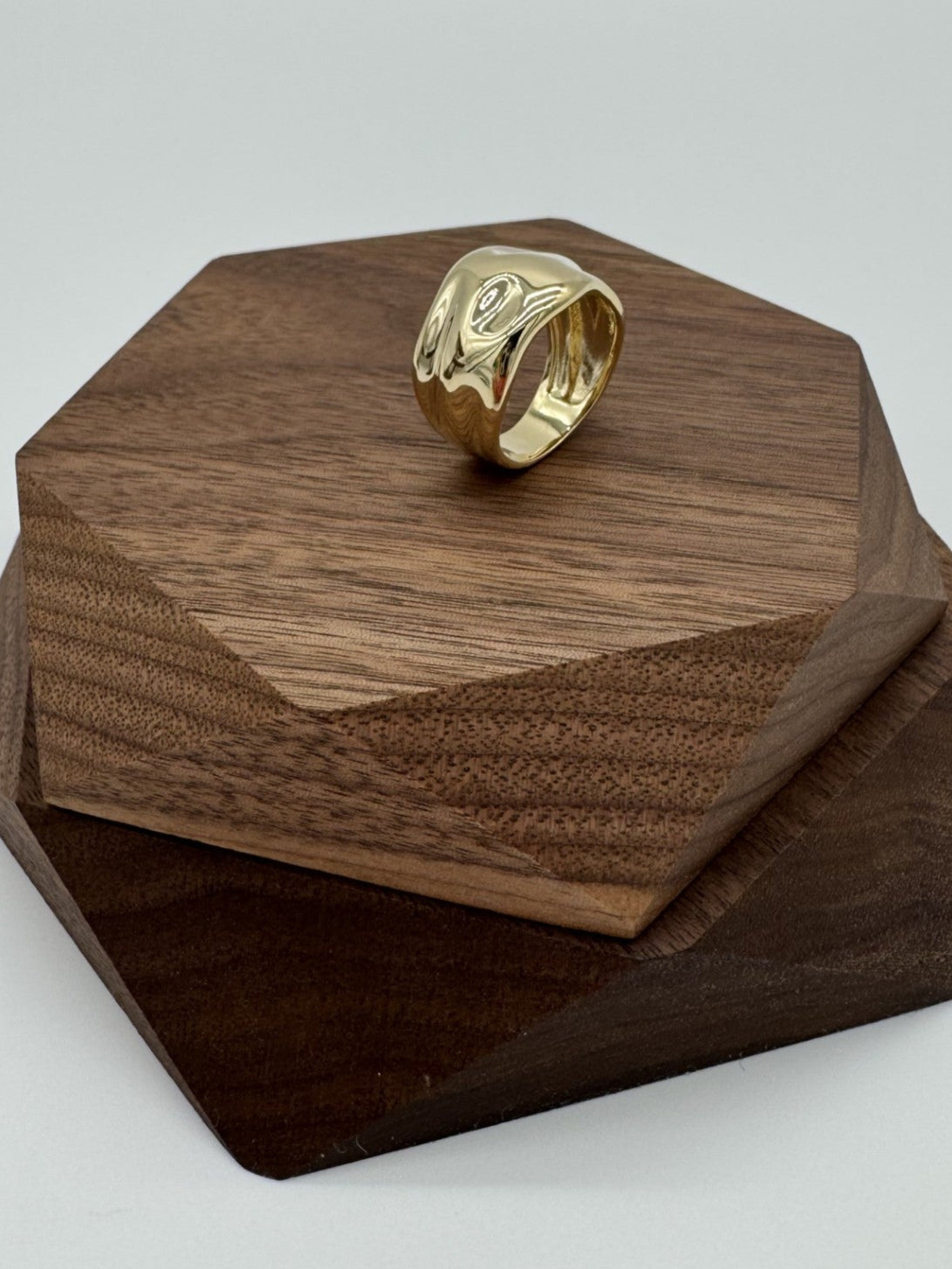 18k Gold Filled Wavy Wide Band Ring