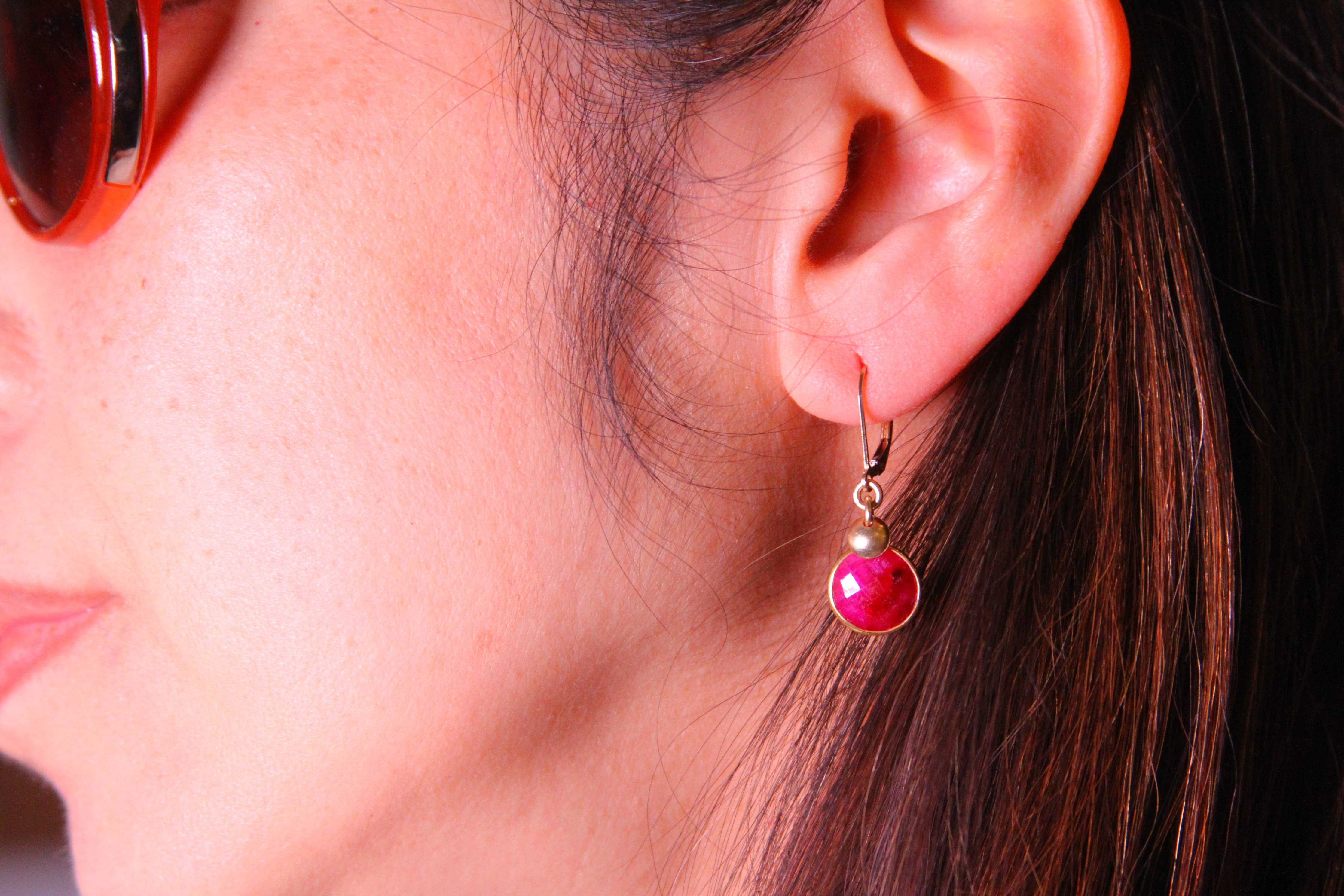 Ruby Bezel Earrings