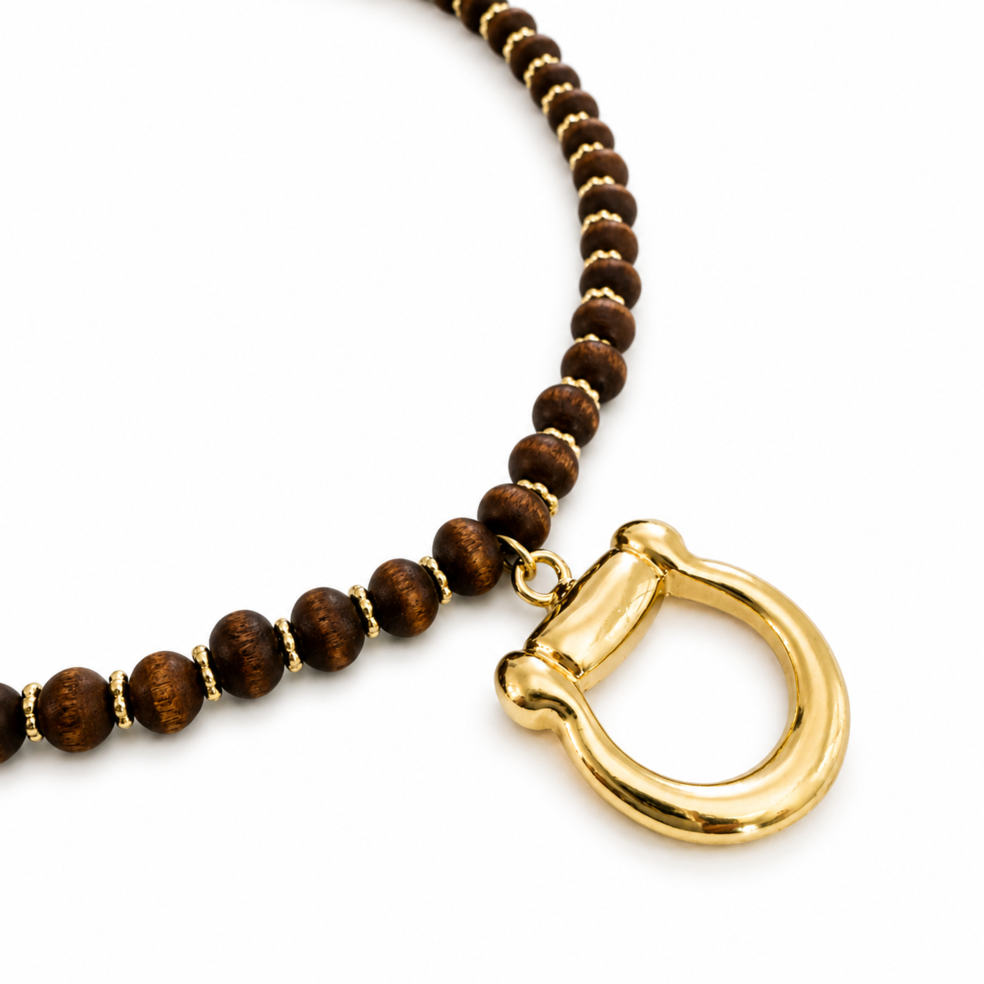 Horse Bit Wood Beaded Necklace