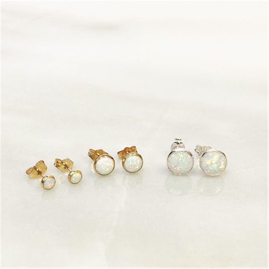 Gold Opal Studs