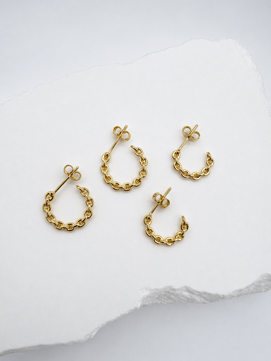 18k Gold Filled Crafted Chain C-Hoop Earrings