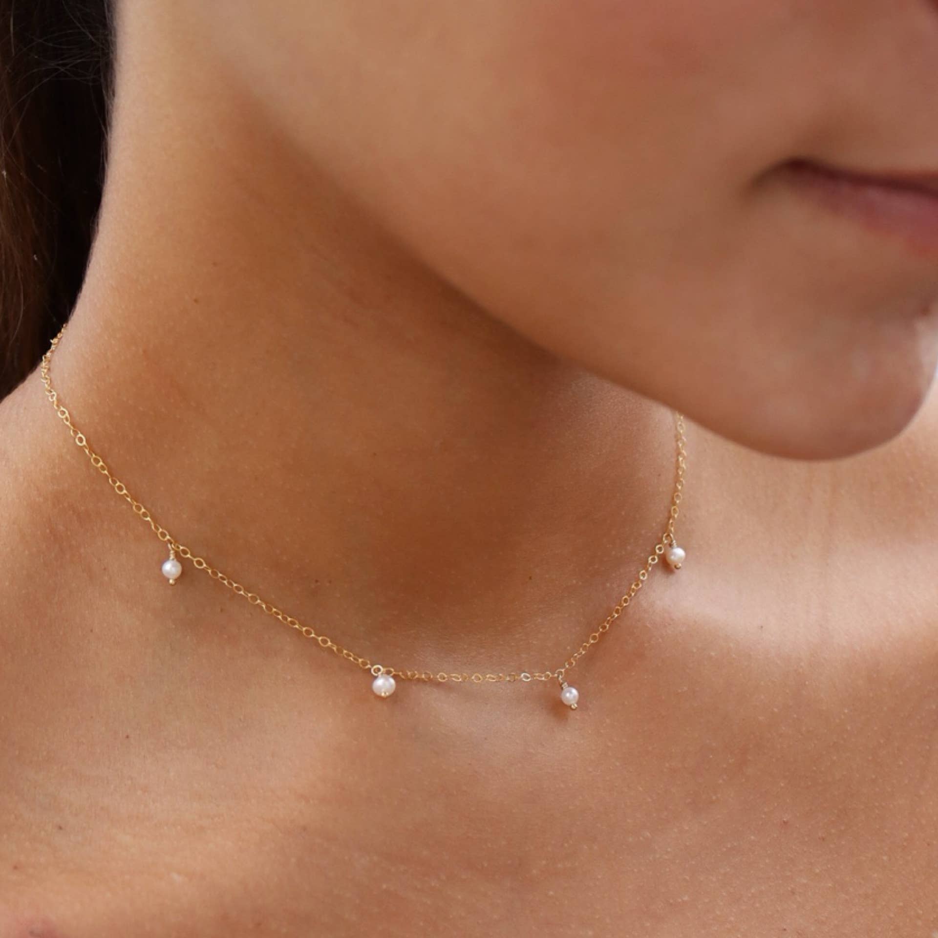 Delicate Pearl Necklace in 14k Gold Fill