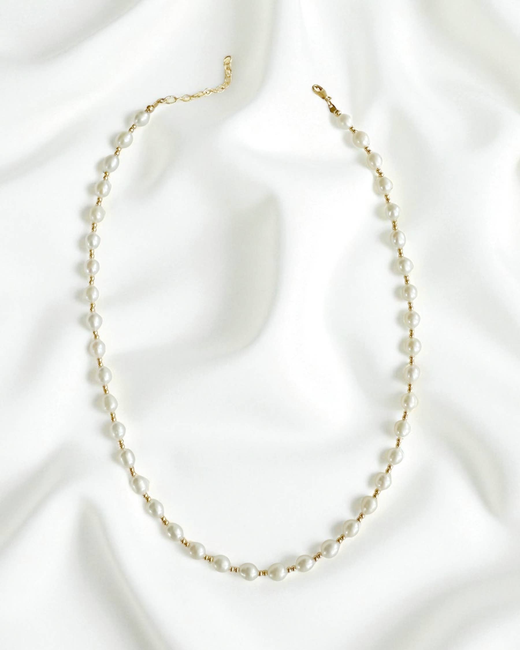 Taylor Freshwater Pearl Beaded Necklace Gold Filled