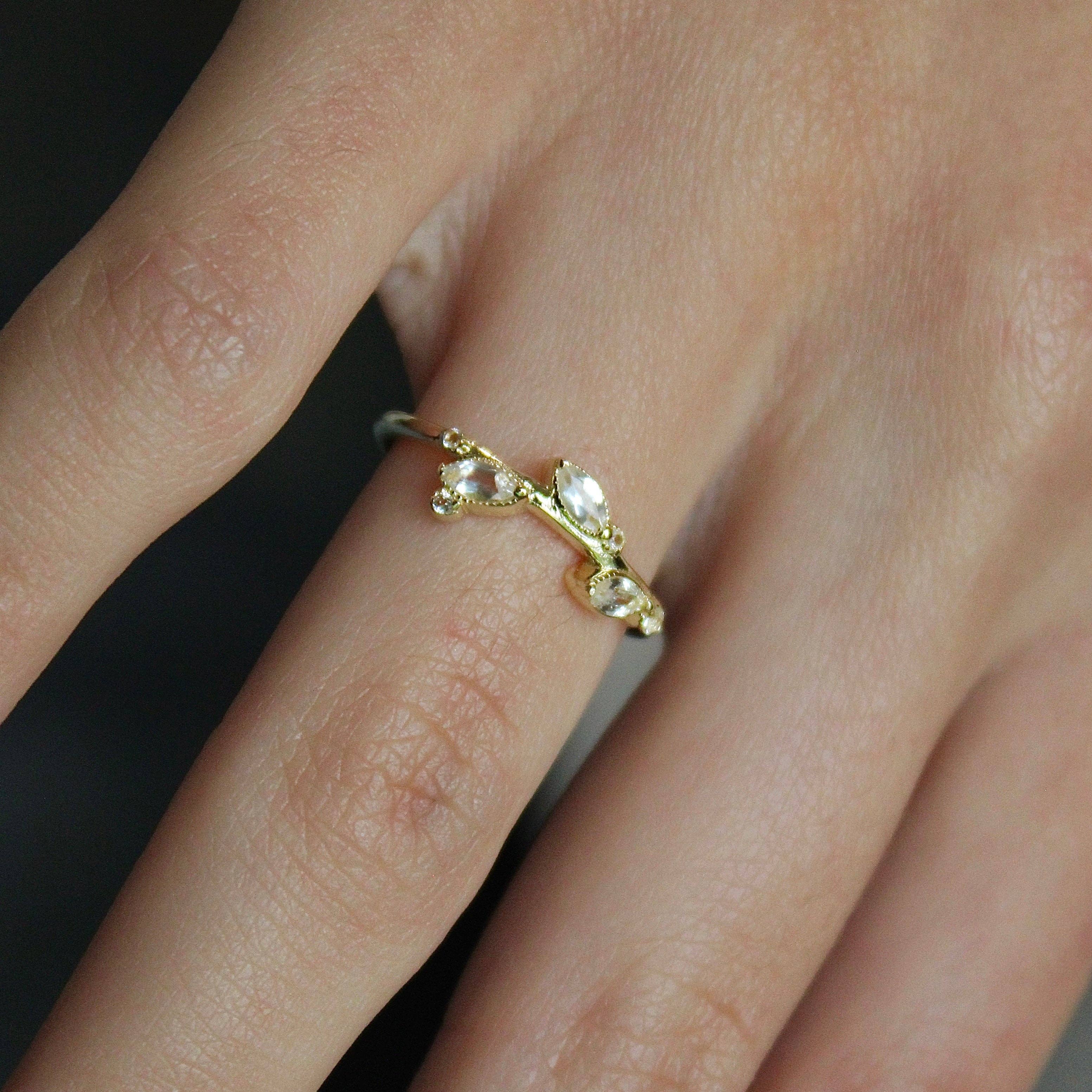 White Topaz Laurel Vine Ring