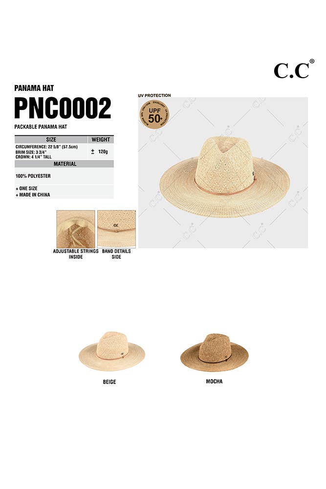 C.C Packable Pattern Panama Hat