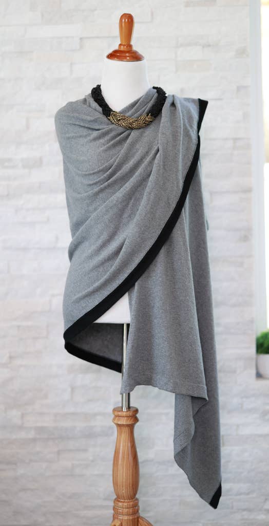 All Season Scarf in Cotton Knit -Dark Gray